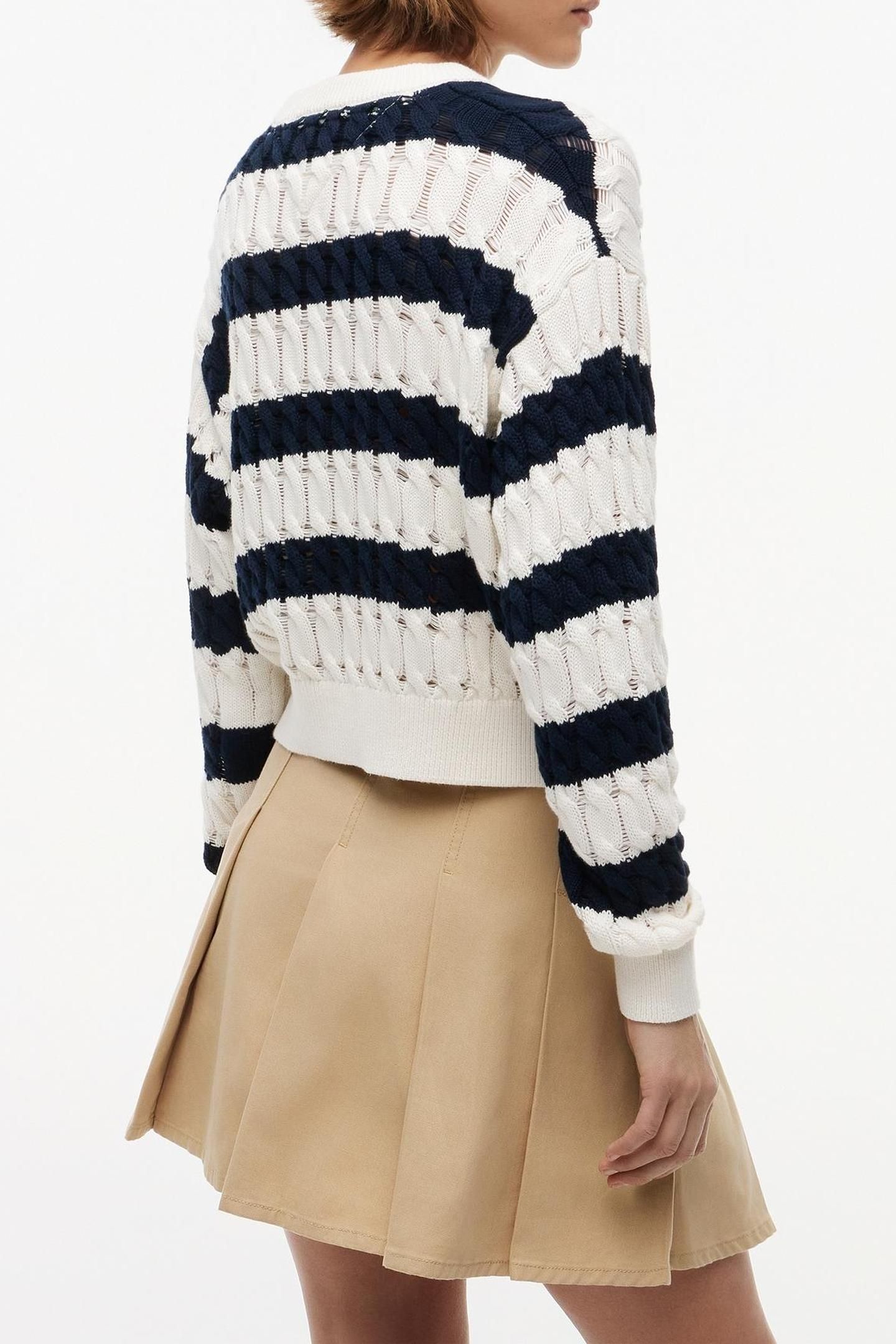 LOOSE CABLE SWEATER DARK NIGHT NAVY/STRIPE 2