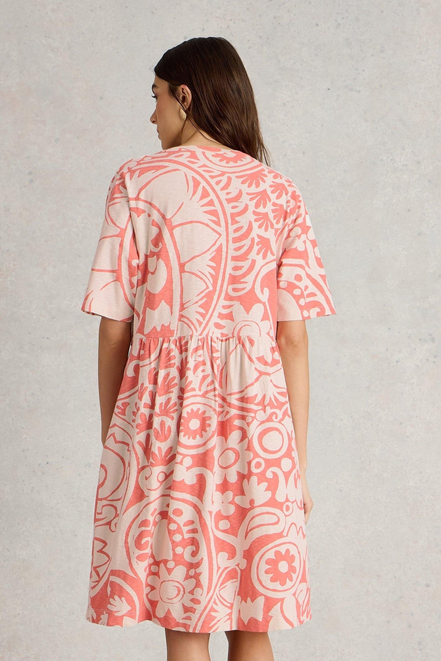 THEA JERSEY DRESS CORAL MULTI 4