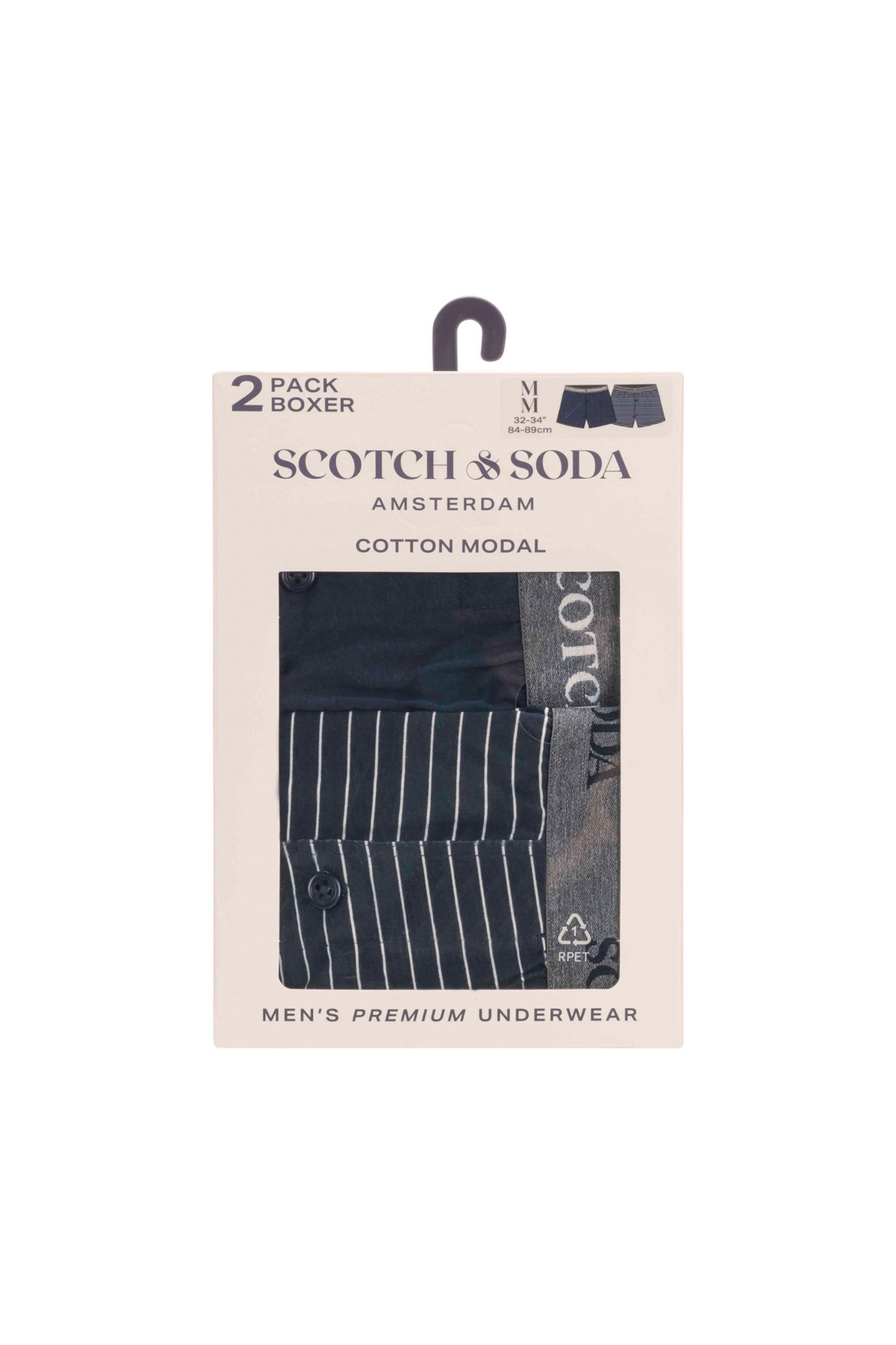 2PK MENS COTTON MODAL KNIT BOXER BRIEF UNDERWEAR NAVY 2
