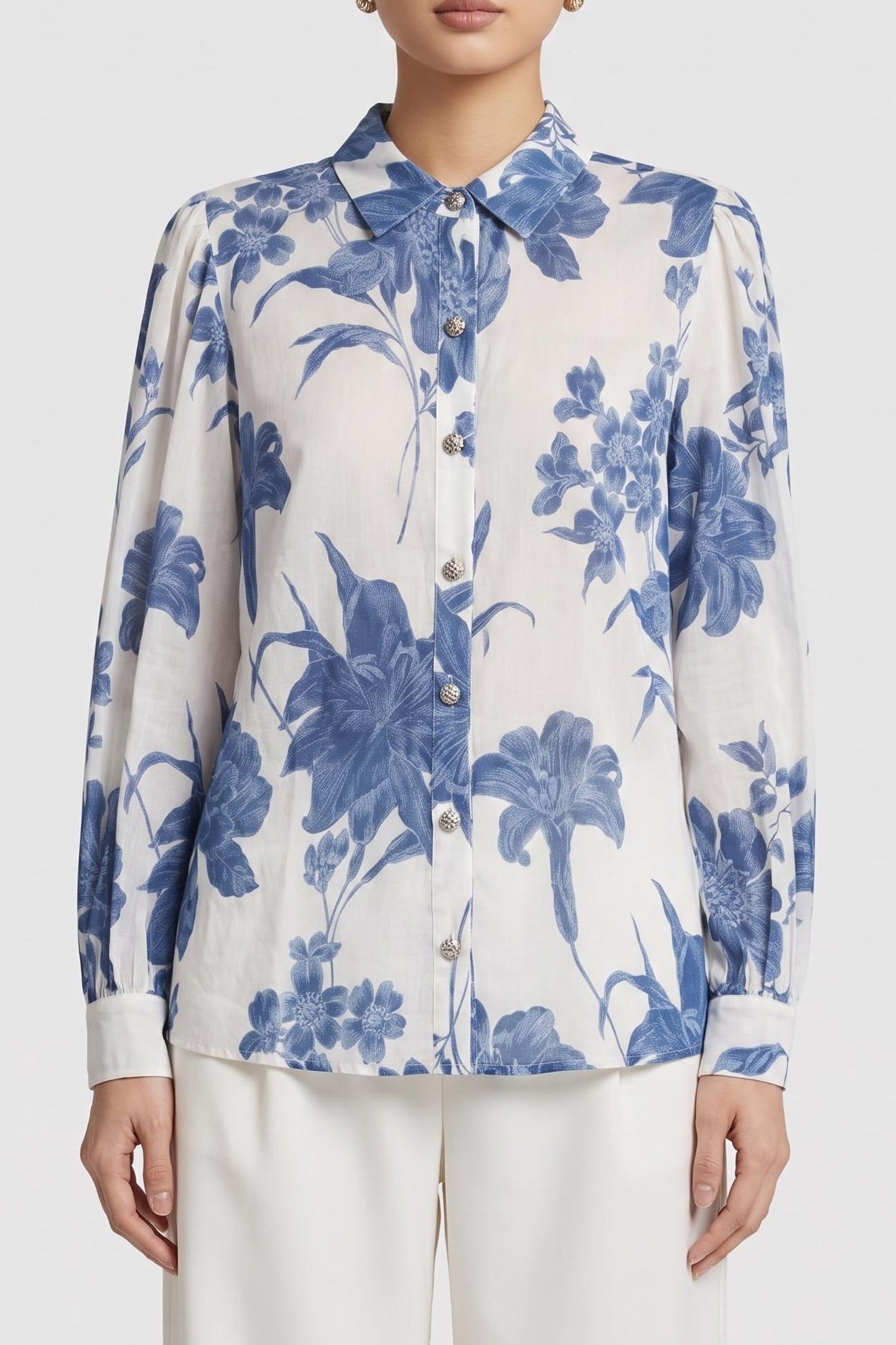 GUESS ECO LS CLARA BUTTON UP T DREAMING LILIES PRIN 1
