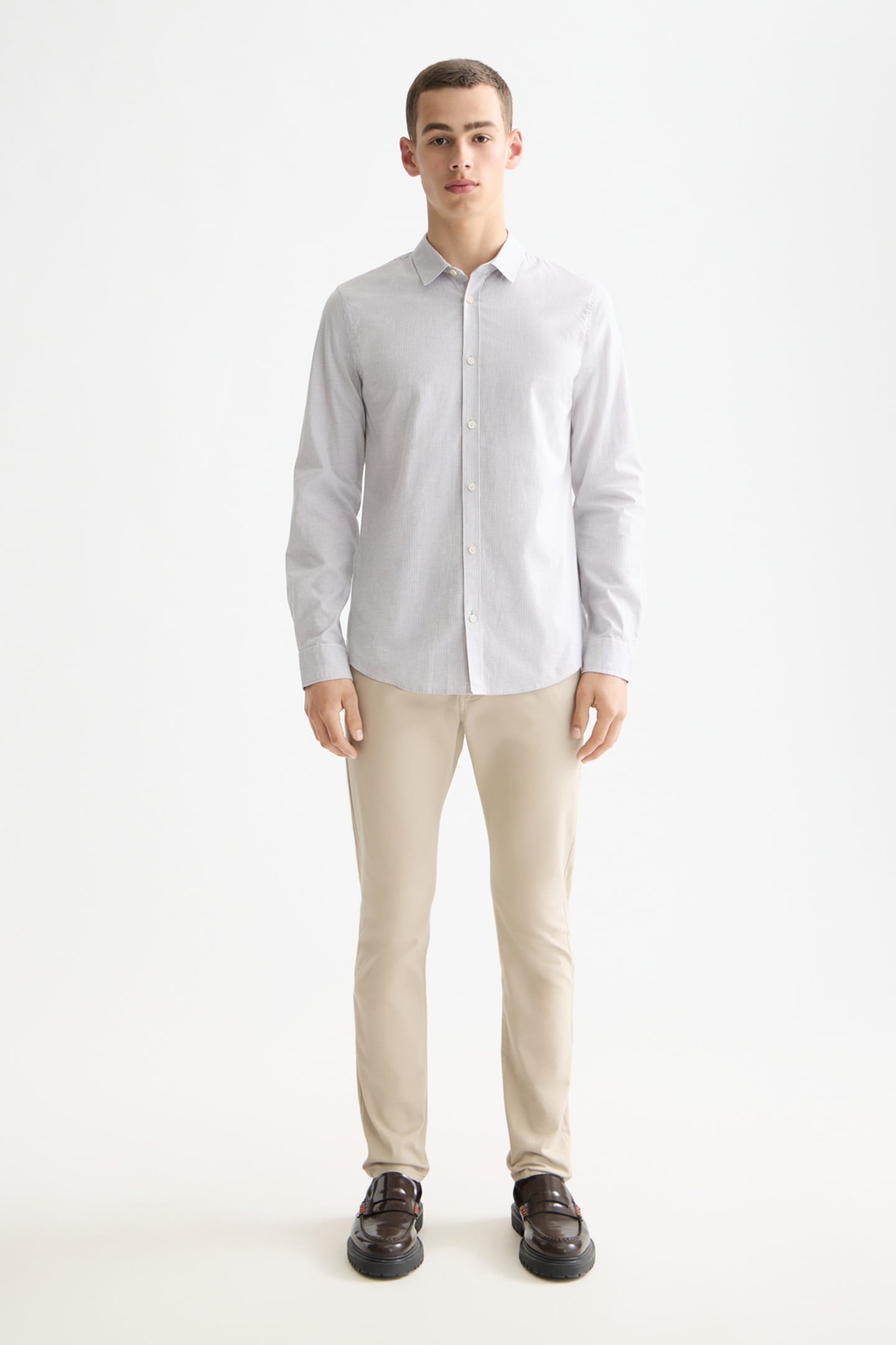 STRIPED SLIM-FIT POPLIN SHIRT GULL / WHITE STRIPES 1