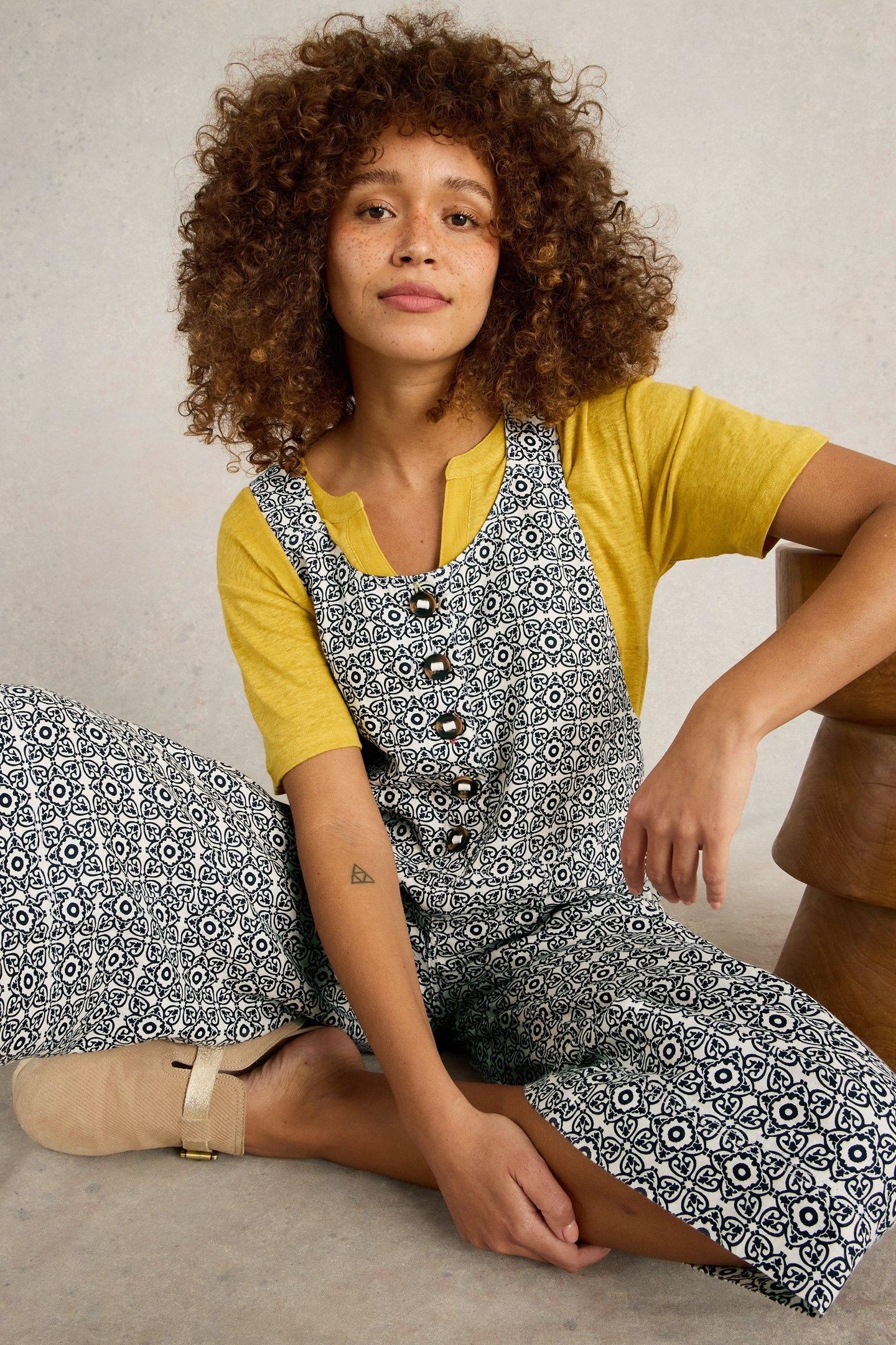 VIOLA LINEN DUNGAREE WHITE PRINT 7