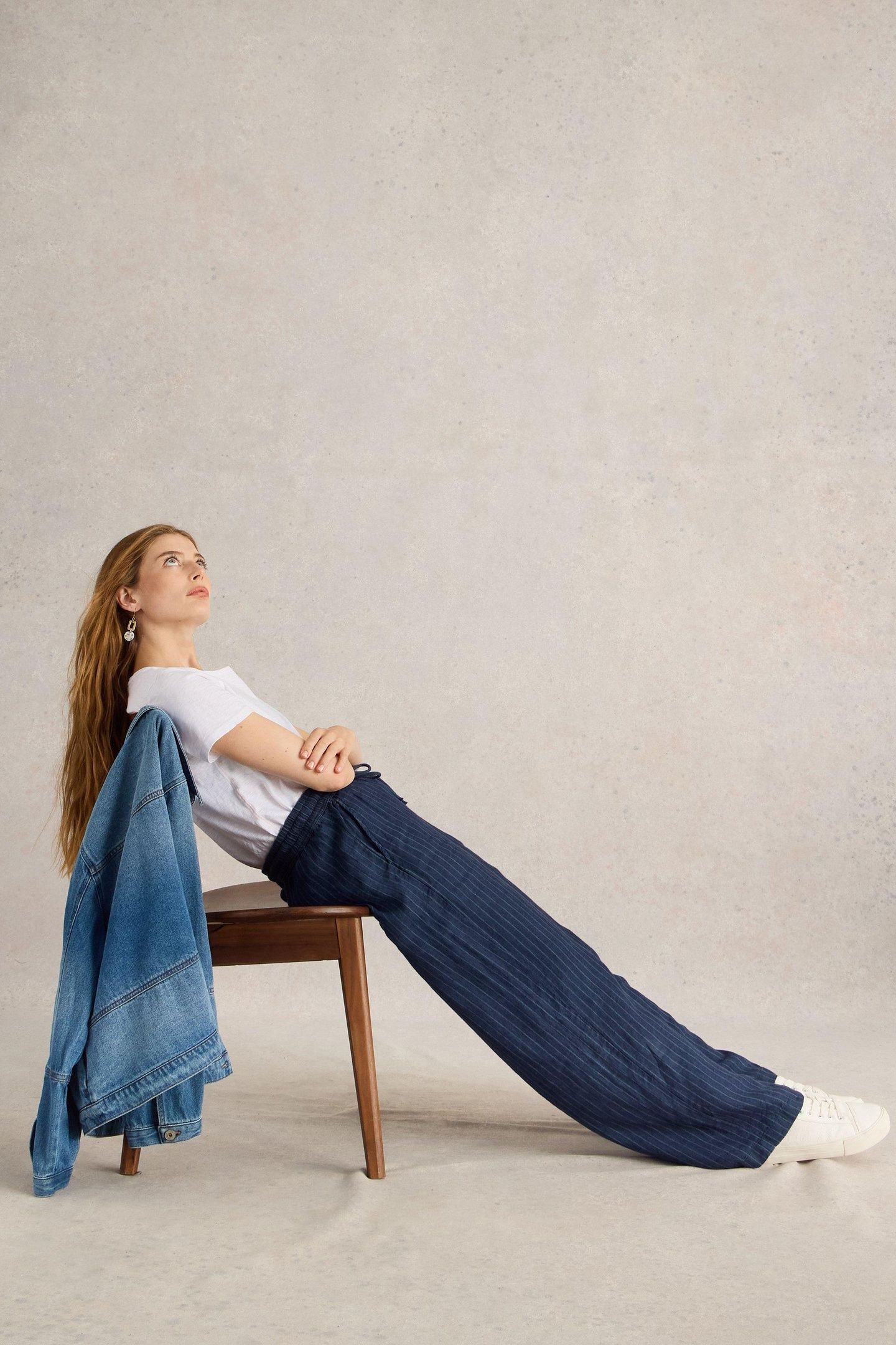 BELLE LINEN WIDE LEG TROUSER NAVY MULTI 7