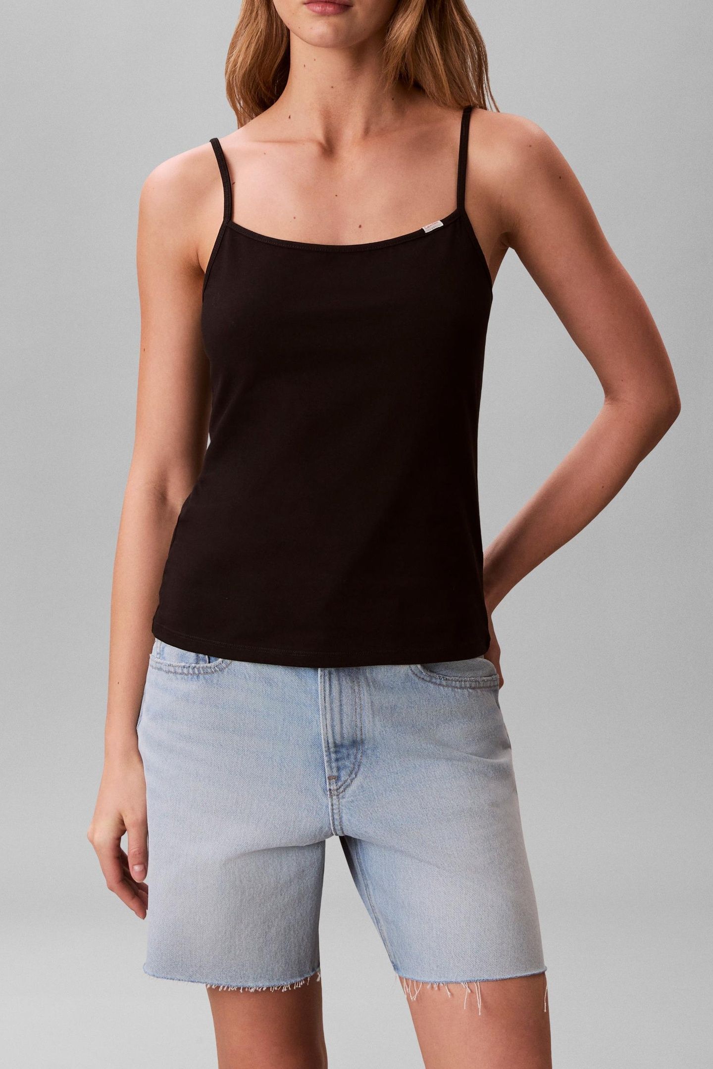 SLEEVELESS COTTON STRETCH TOP BLACK 1