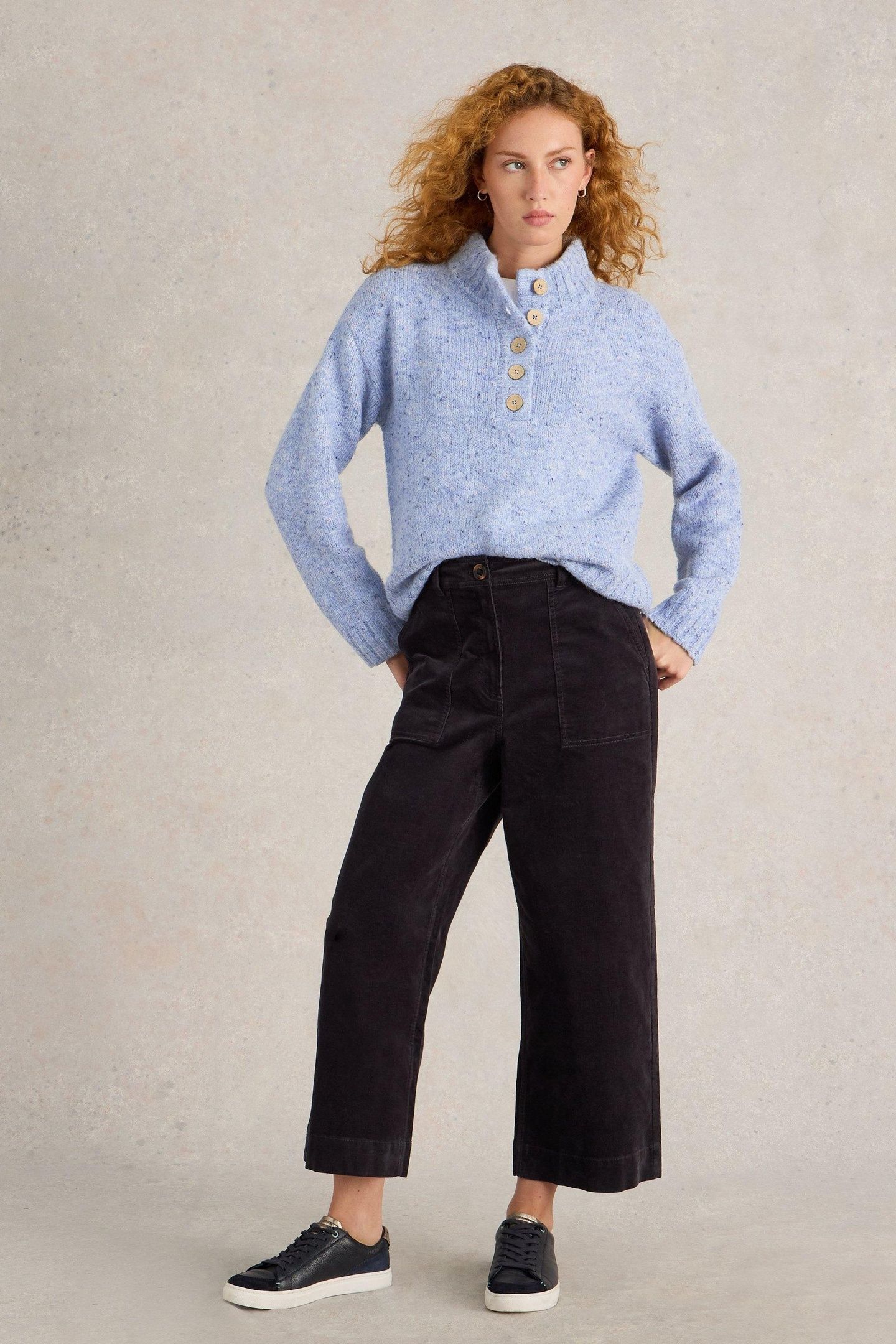 BELLA BUTTON JUMPER BLUE MULTI 1