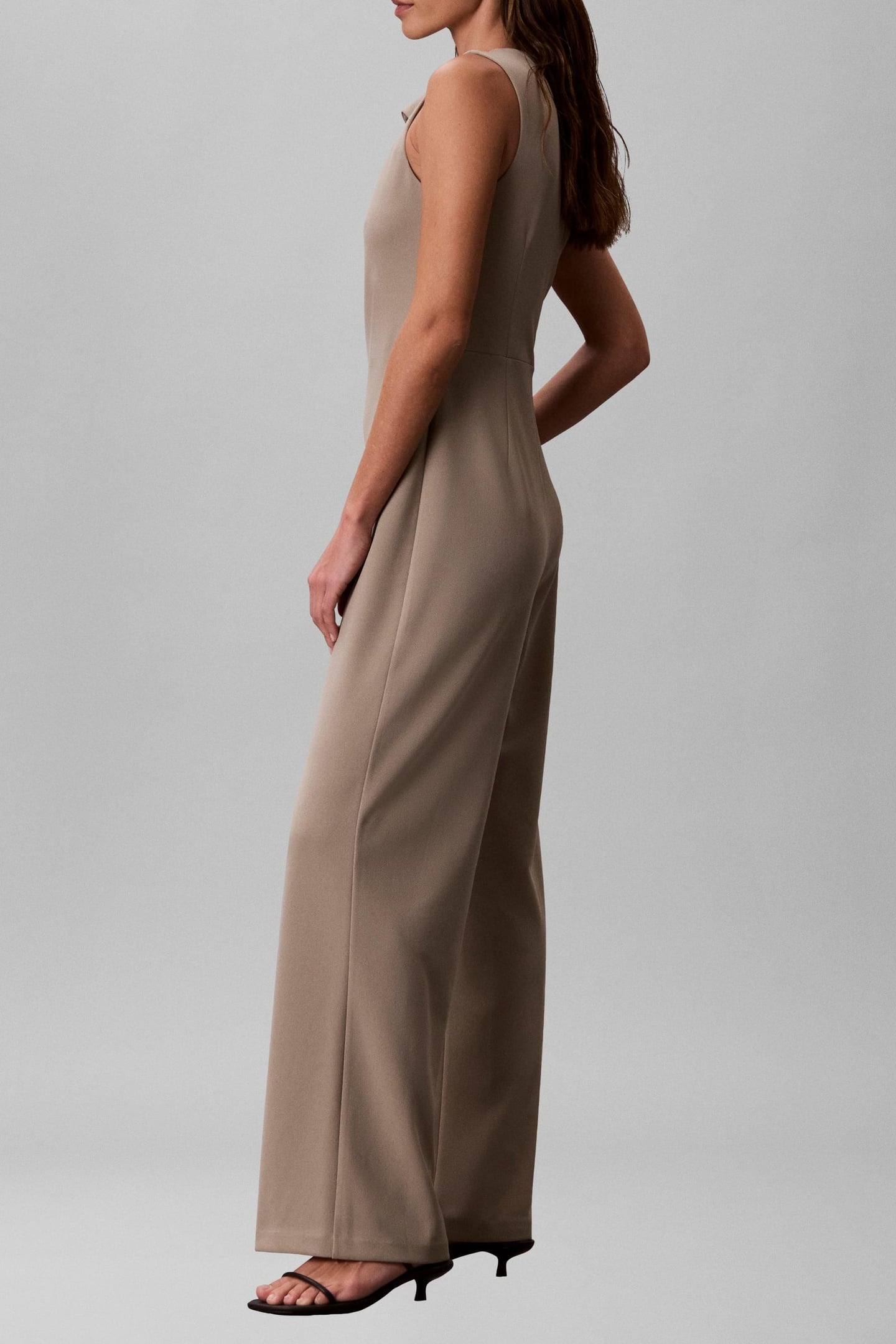 SCUBA CREPE SLEEVELESS JUMPSUIT ROASTED CASHEW 2