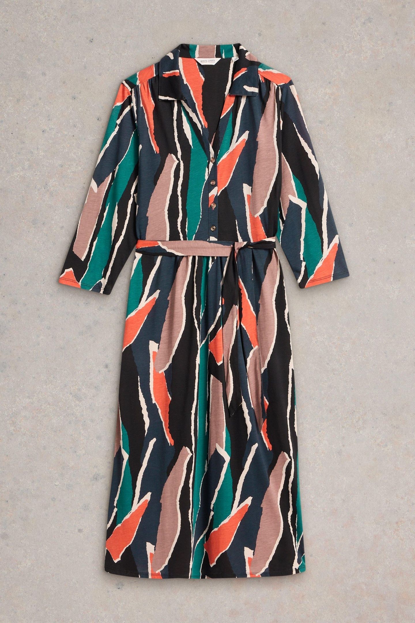 AVA JERSEY SHIRT DRESS BLACK MULTI 5