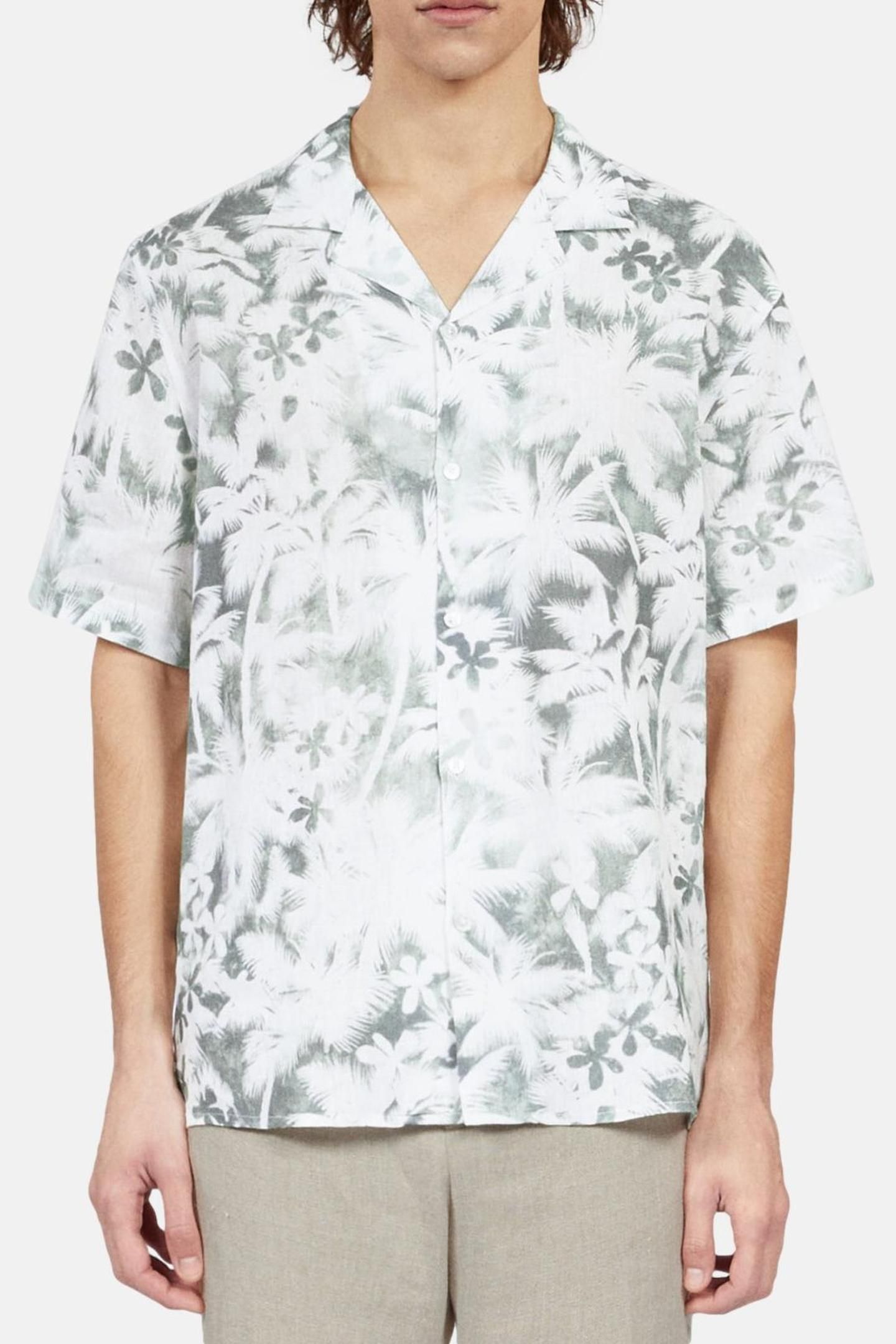 SHORT-SLEEVED SHIRT WITH SHARK COLLAR WHITE-KAKI 1
