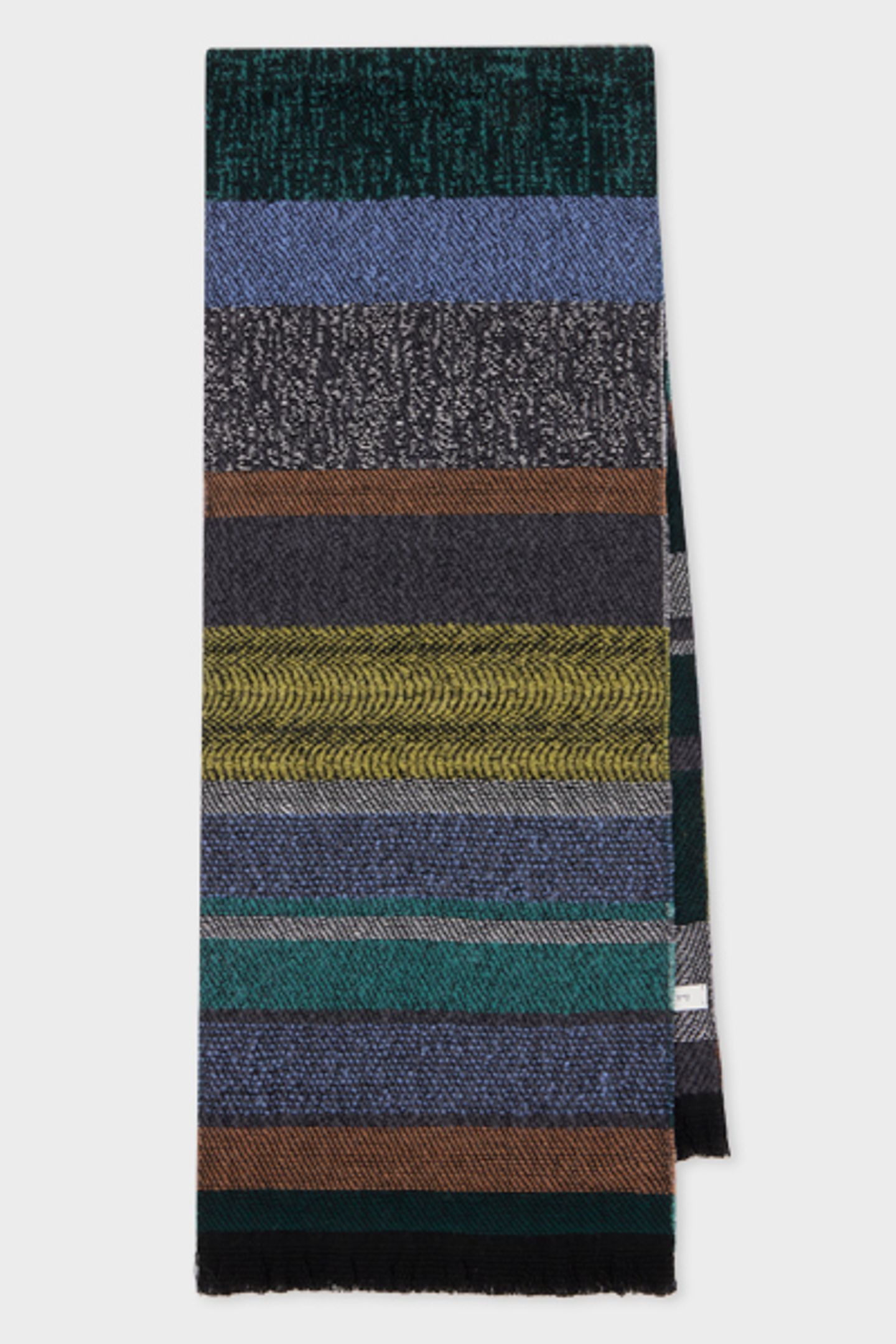 MEN SCARF MOHAIR STRIPE PETROL GREEN 1