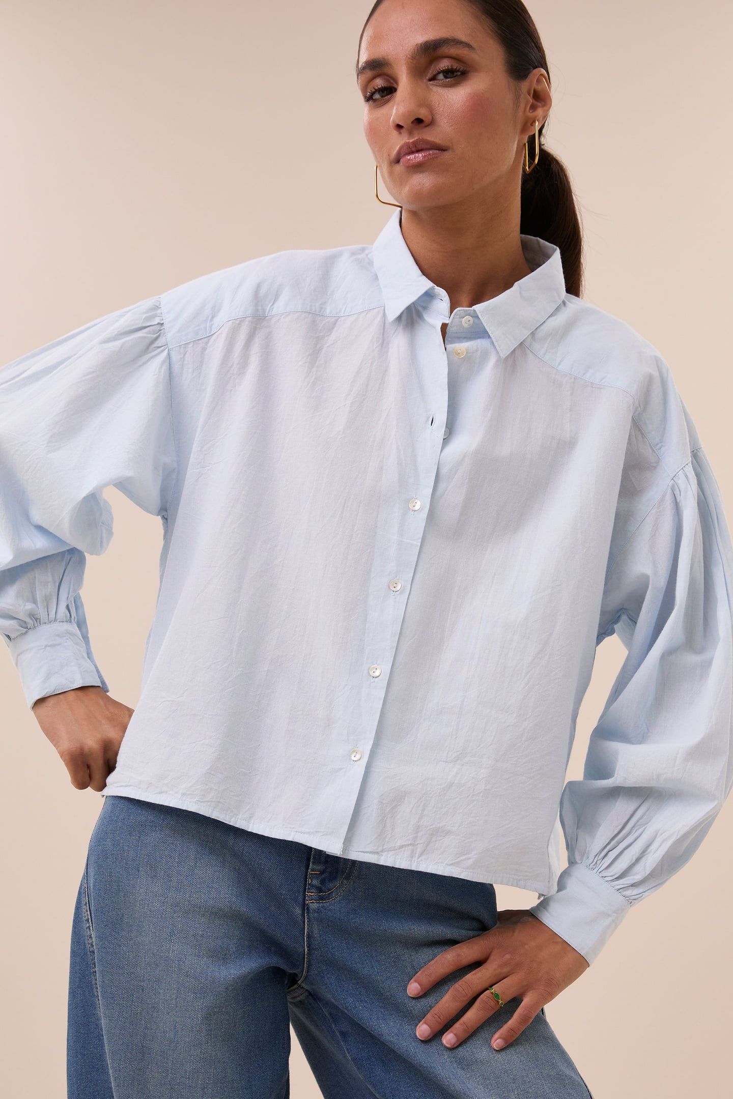 SARAH CHAMBRAY BLOUSE LIGHT BLUE 2