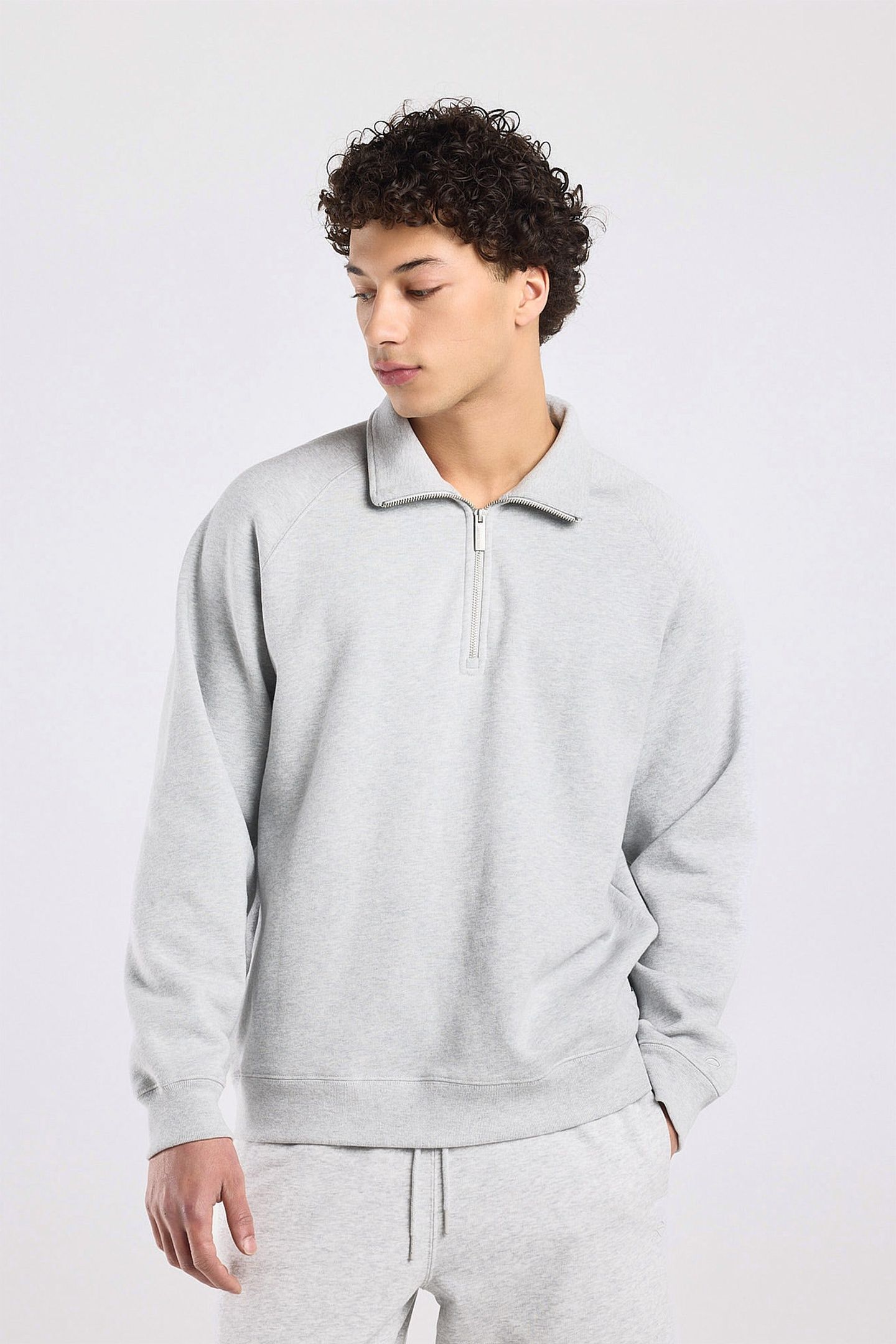 SIDNEY HALF ZIP LIGHT GREY MELANGE 1
