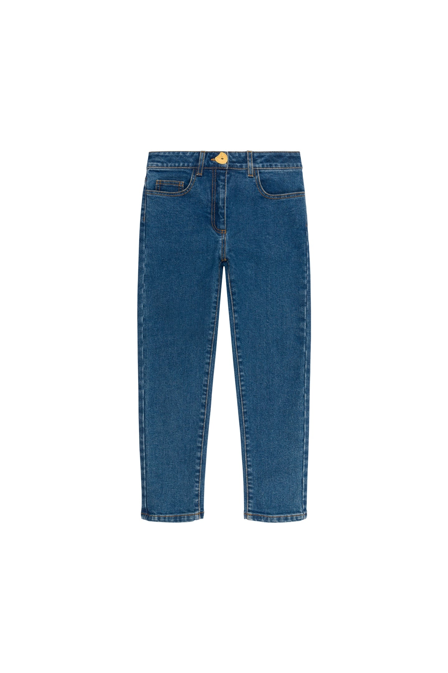 GIRL'S MORPHED BUTTON STRETCH DENIM TROUSERS BLUE 1