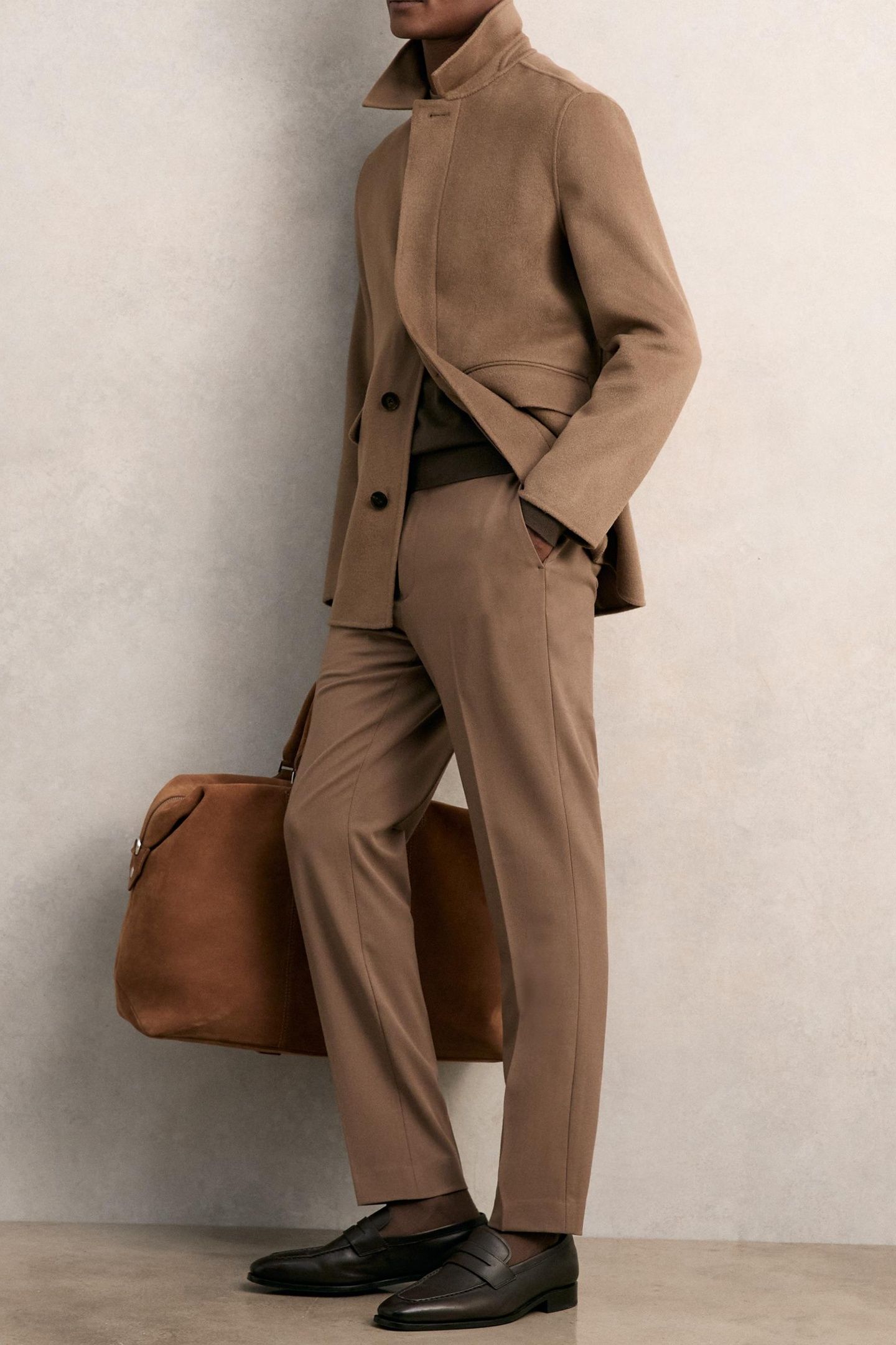 LS BUTTON THROUGH DOUBLE FACE WOOL JACKET BROWN 3