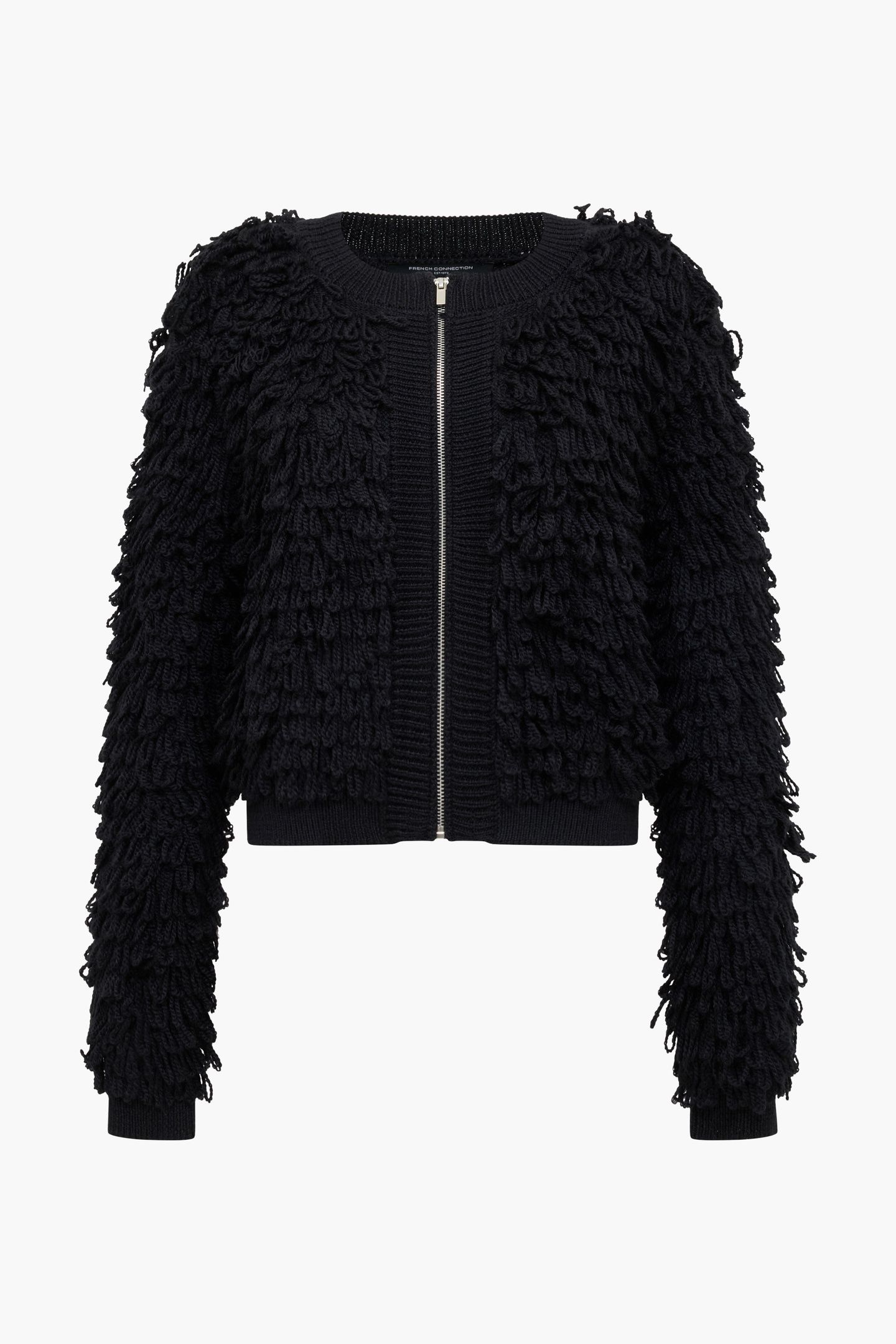 MALI LOOPED FRINGE KNIT JACKET BLACK BLACK 2