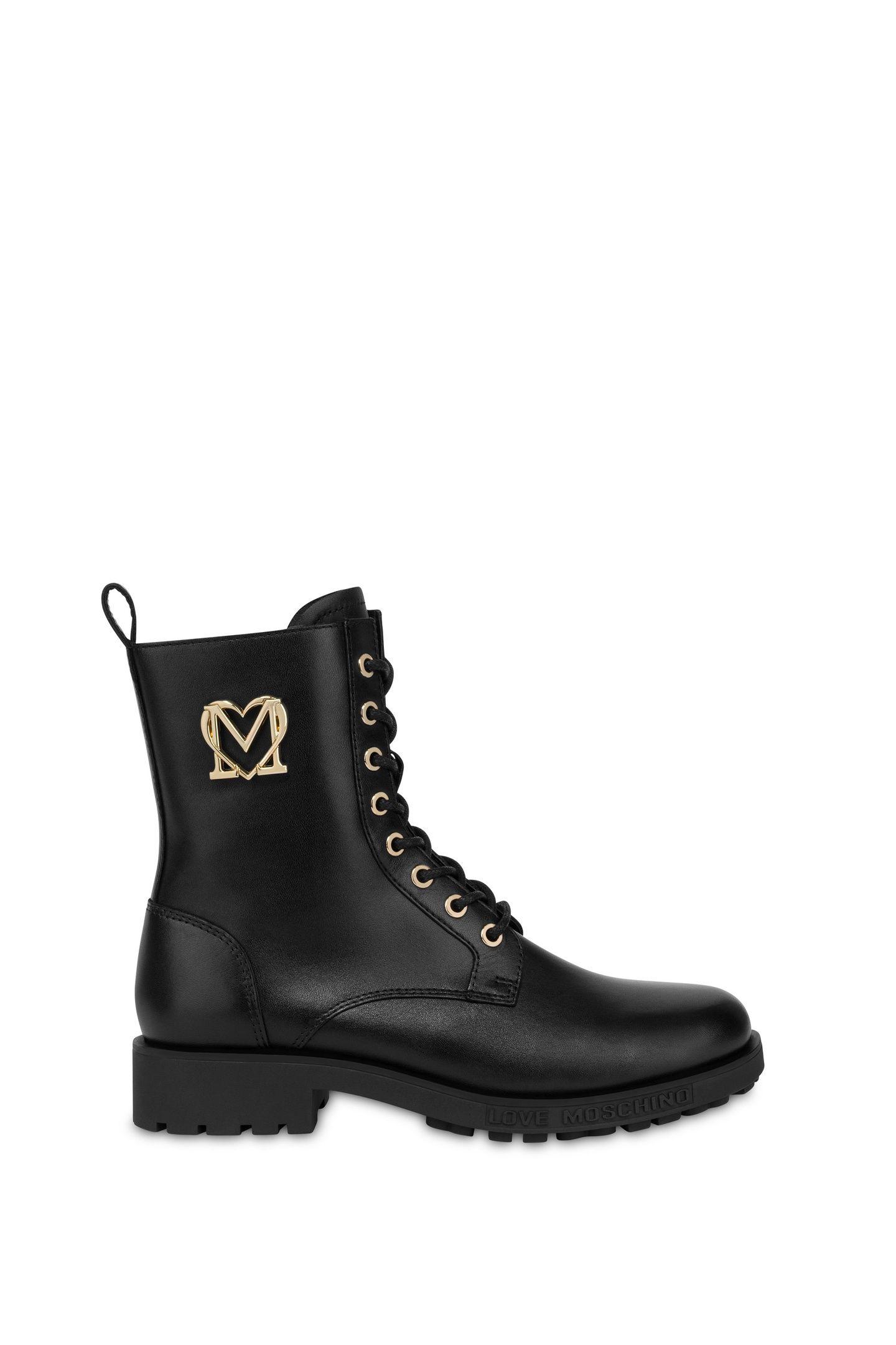 BLACK COMBAT BOOTS WITH GOLDEN LOGO BLACK 1