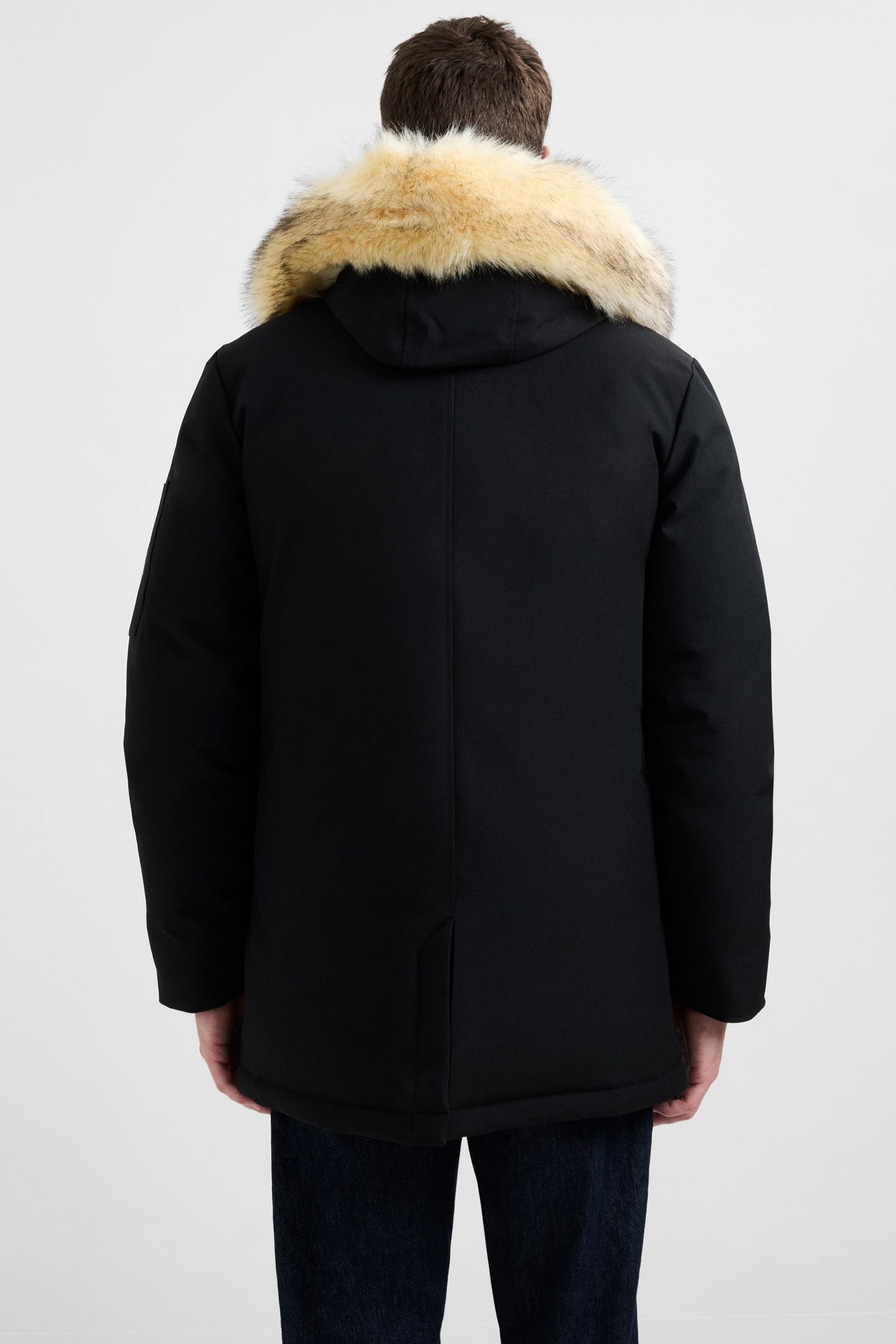 PADDED FAUX FUR HOODED PARKA BLACK BLACK 2