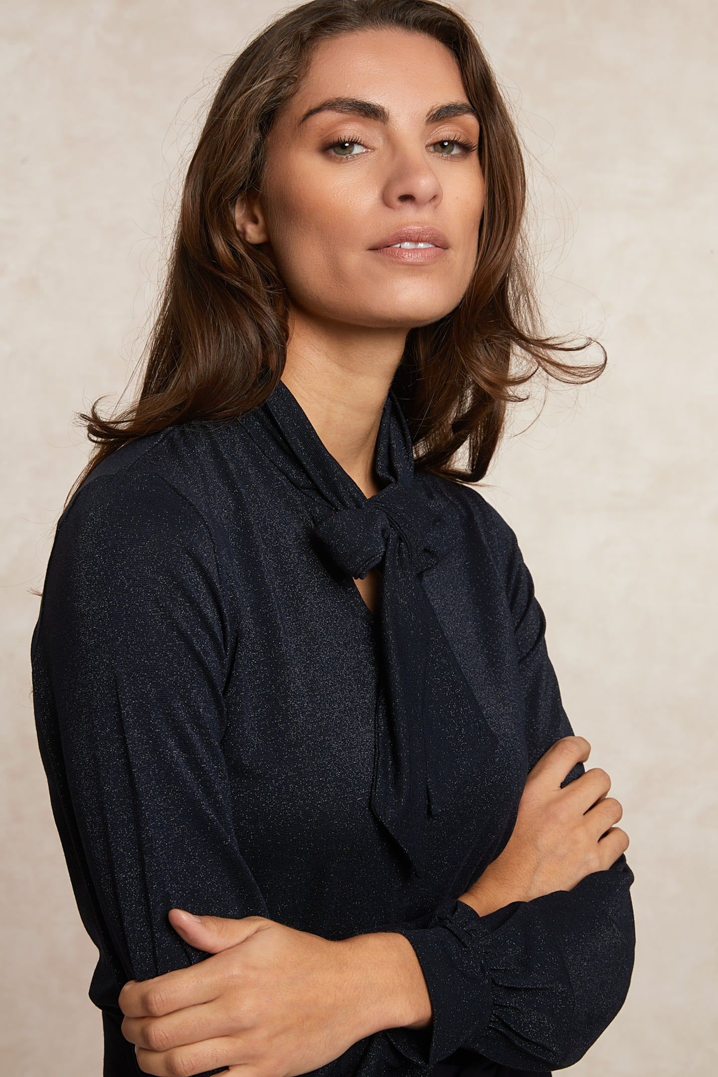 FANCY LUREX T-SHIRT WITH BOW NAVY 4