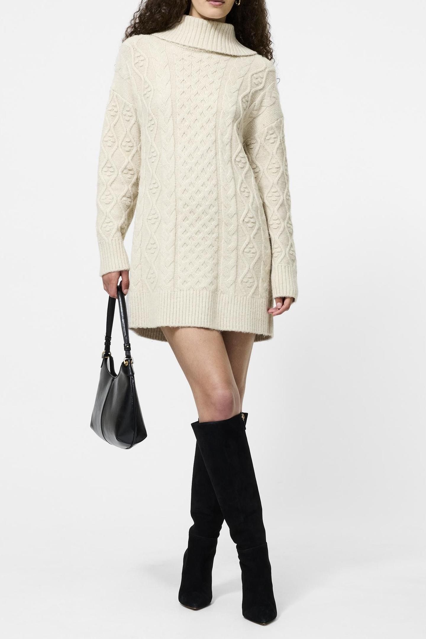 MAKIRA KNIT TURTLENECK MINI DR OATMEAL MEL 2