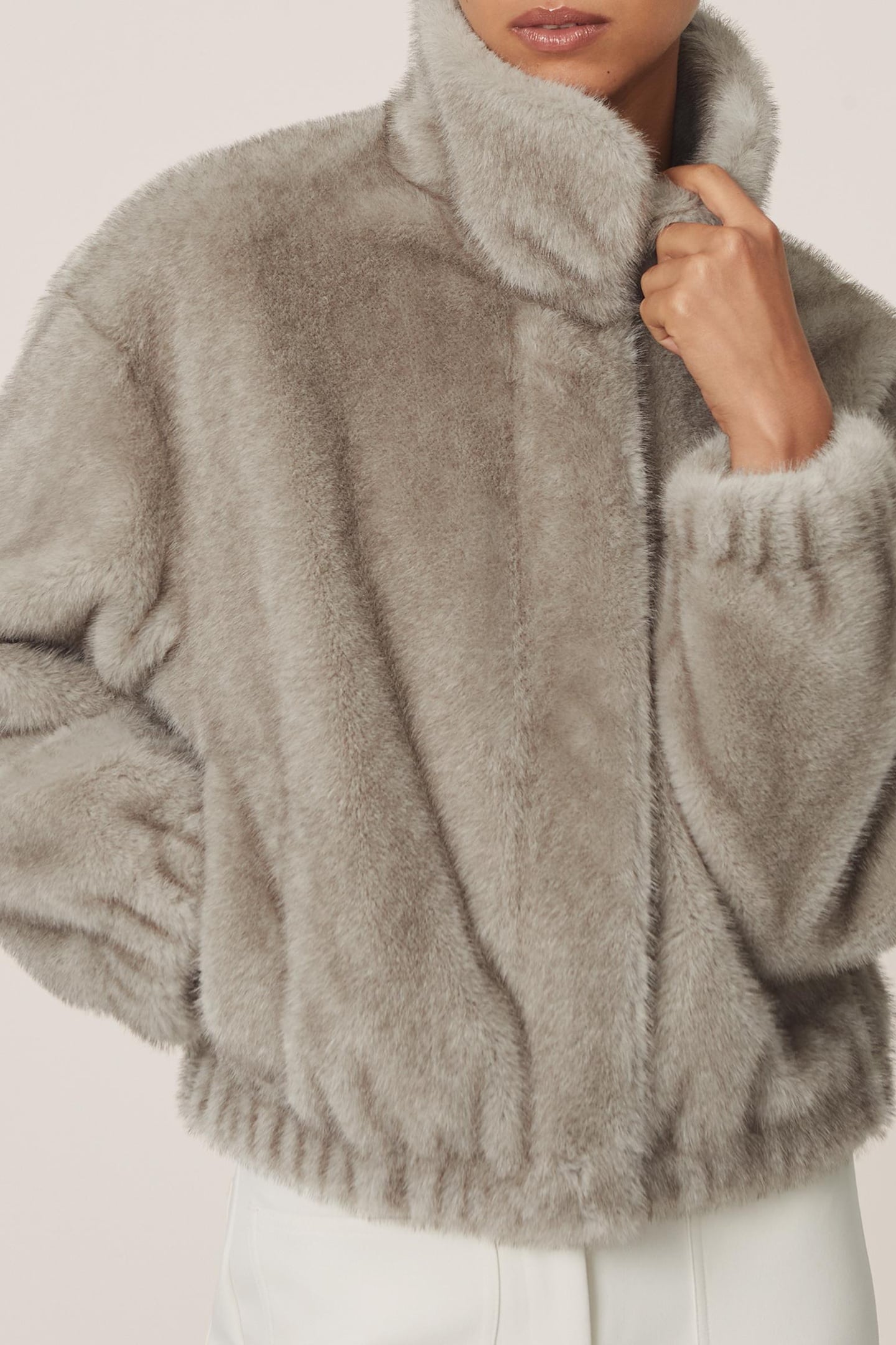 FAUX FUR CASUAL JACKET GREY 2