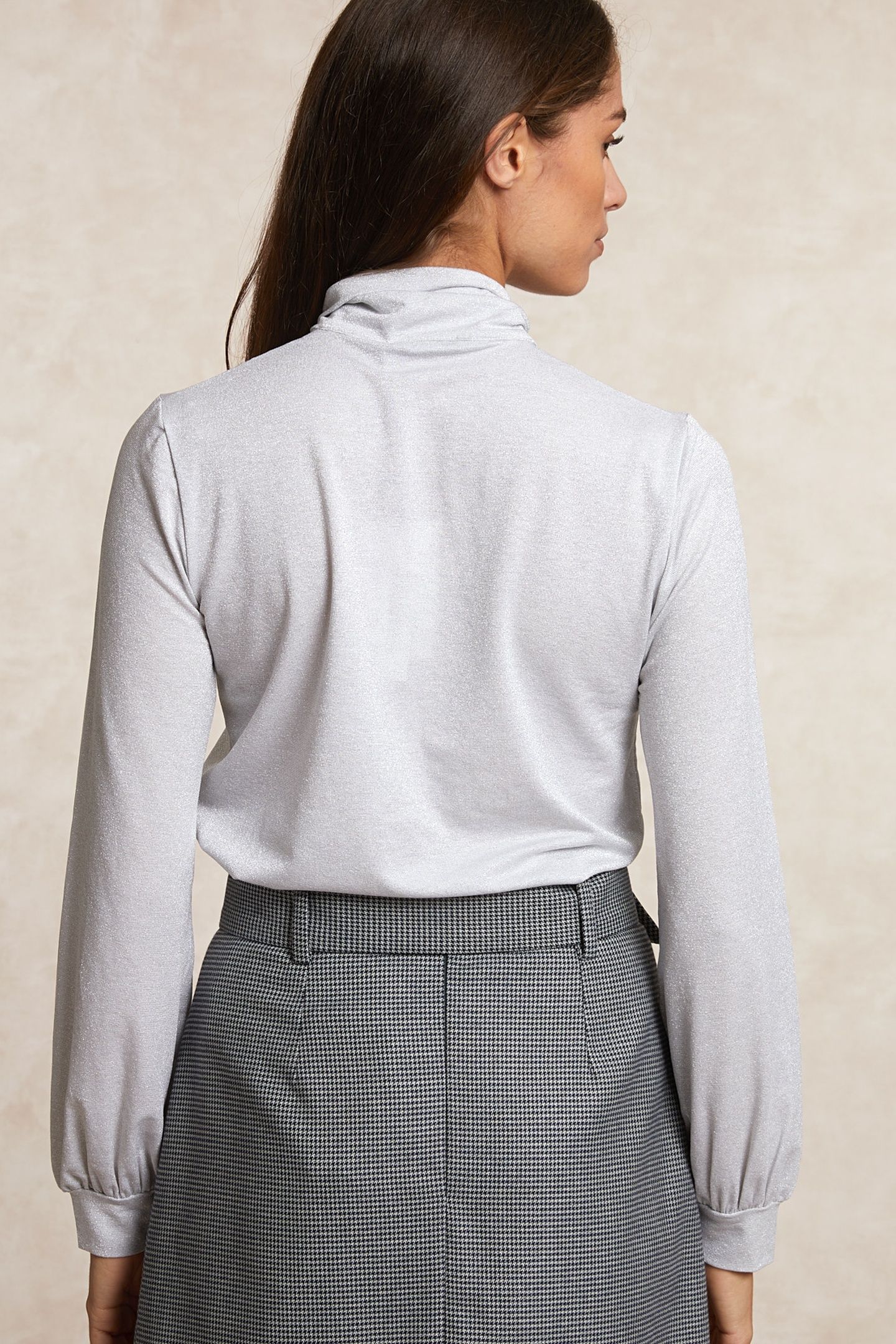 FANCY LUREX T-SHIRT WITH BOW GREY 2