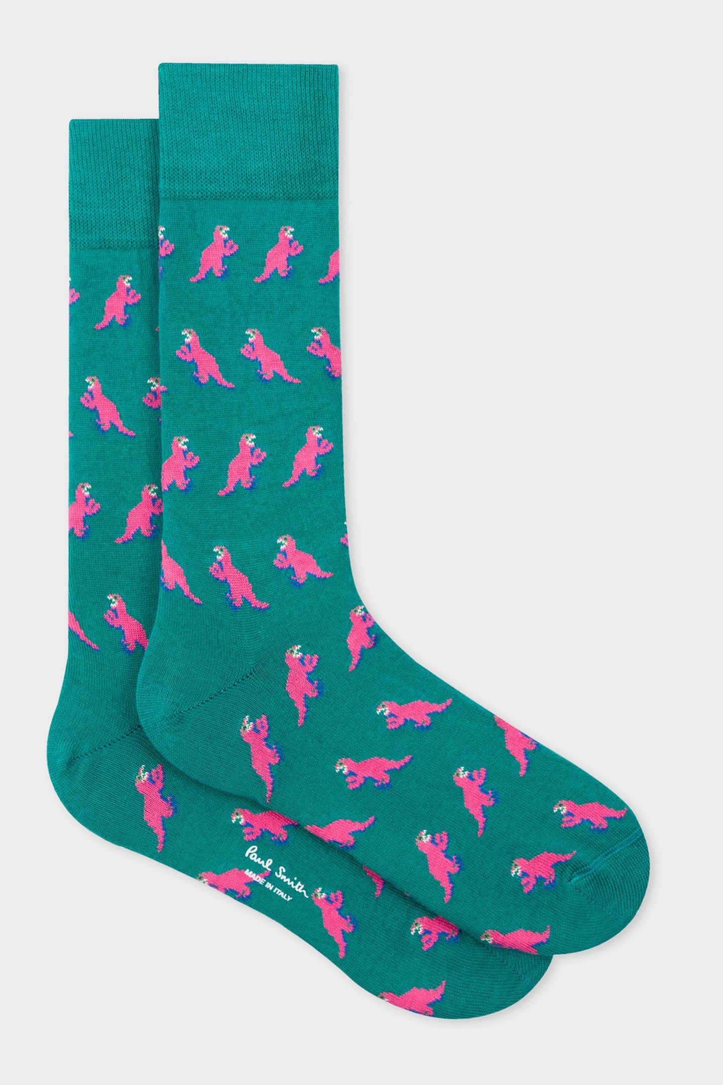 MEN SOCK DINO JACQUARD BOTTLE GREEN 2