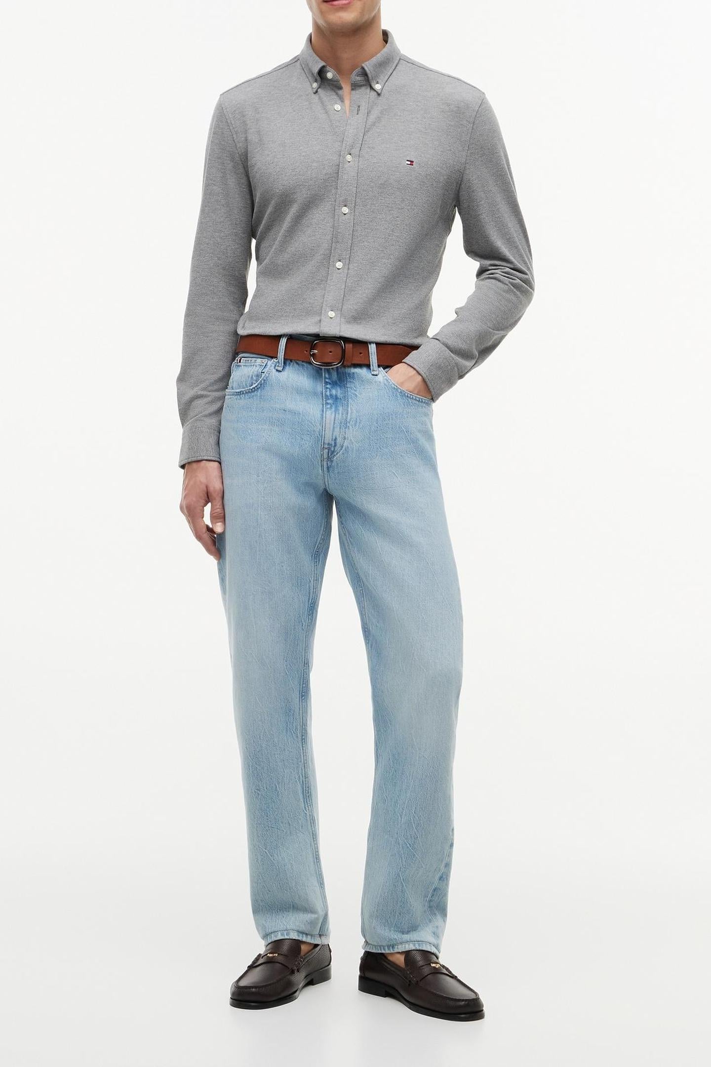 KNIT PIQUE SHIRT MEDIUM GREY HEATHER 1