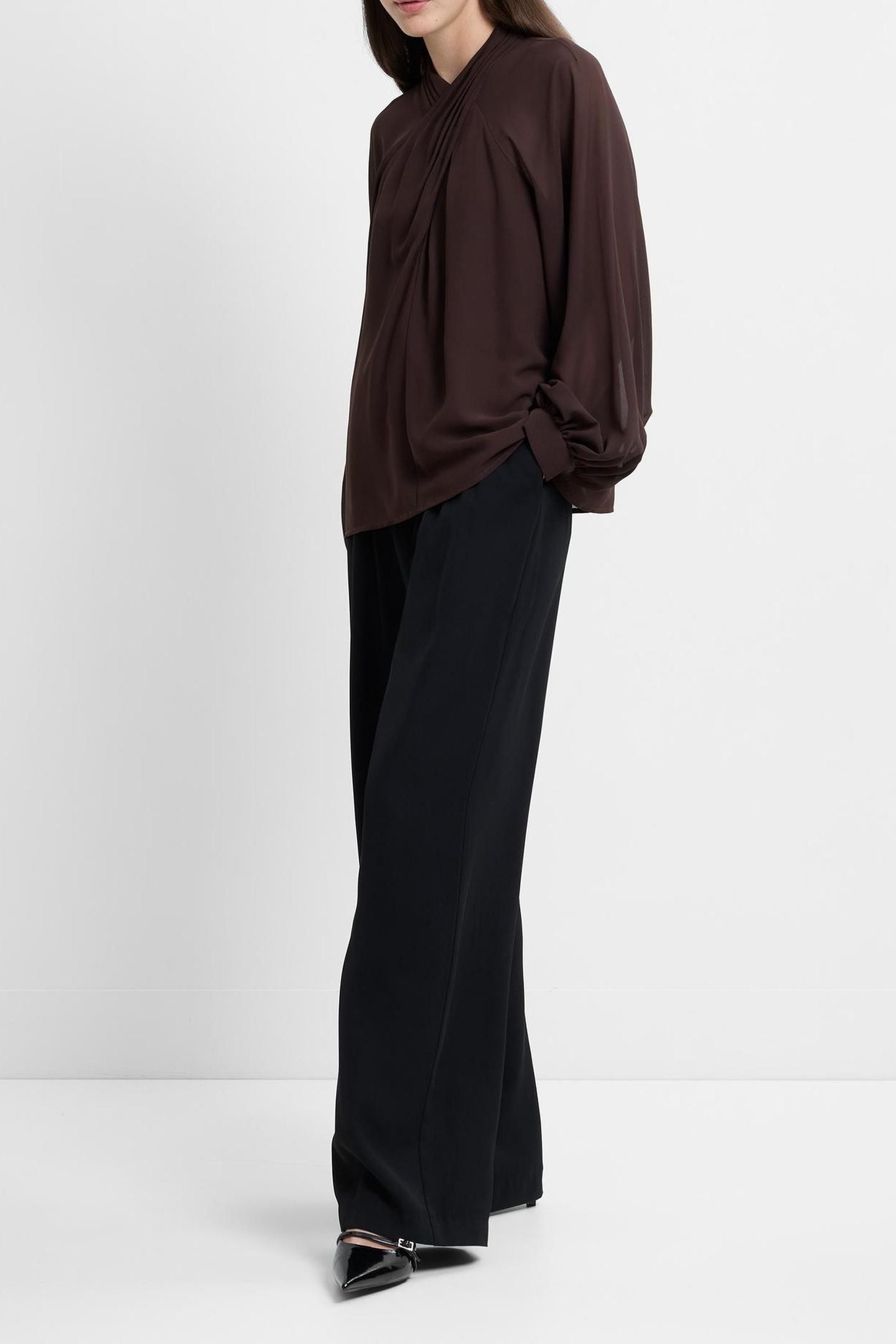 EDEN GGT LS WRAP BLOUSE BITTER CHOCOLATE 3