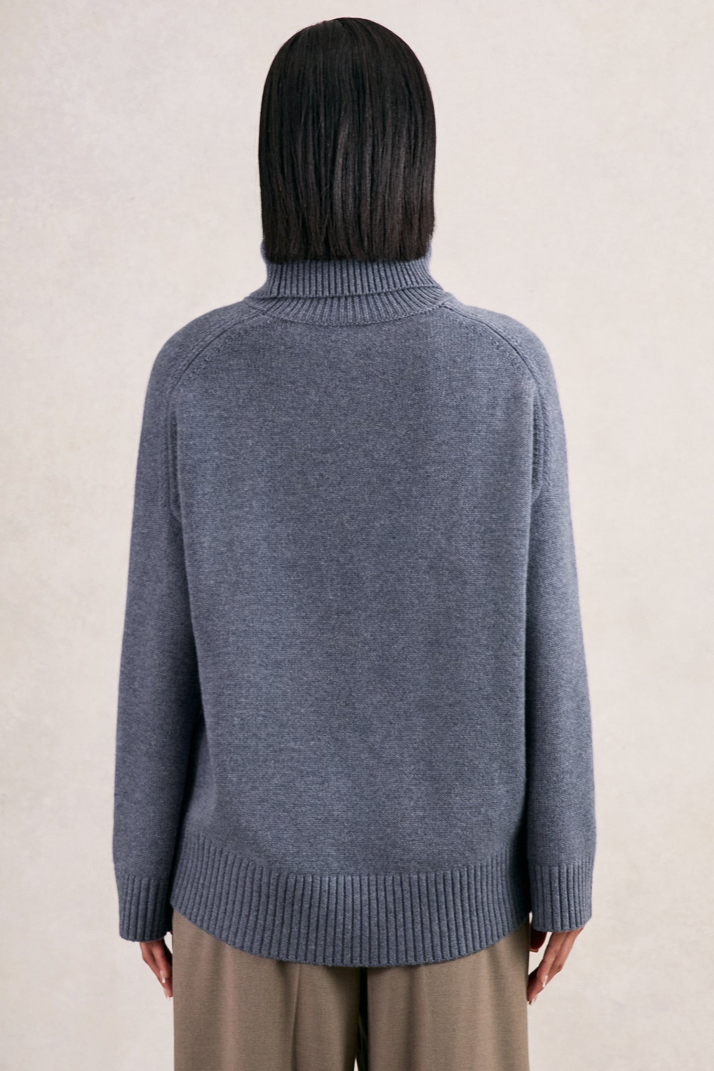 CASHMERE BLEND ROLL NECK BLUE MARL 2