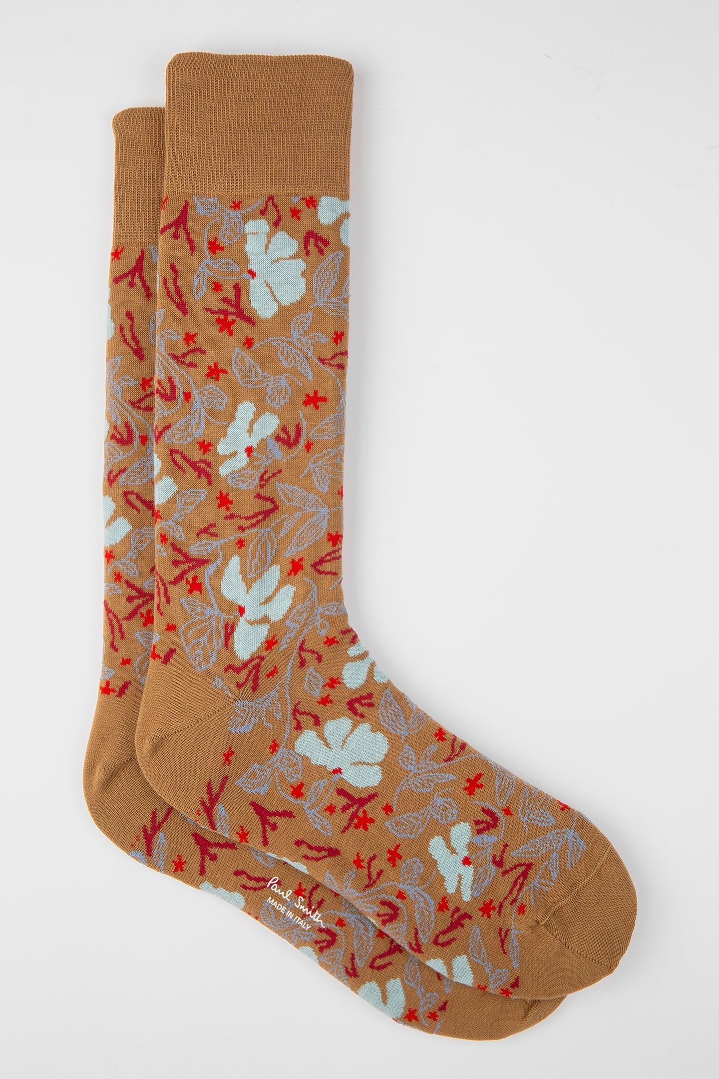 MEN SOCK SEA FLORAL KHAKI 1
