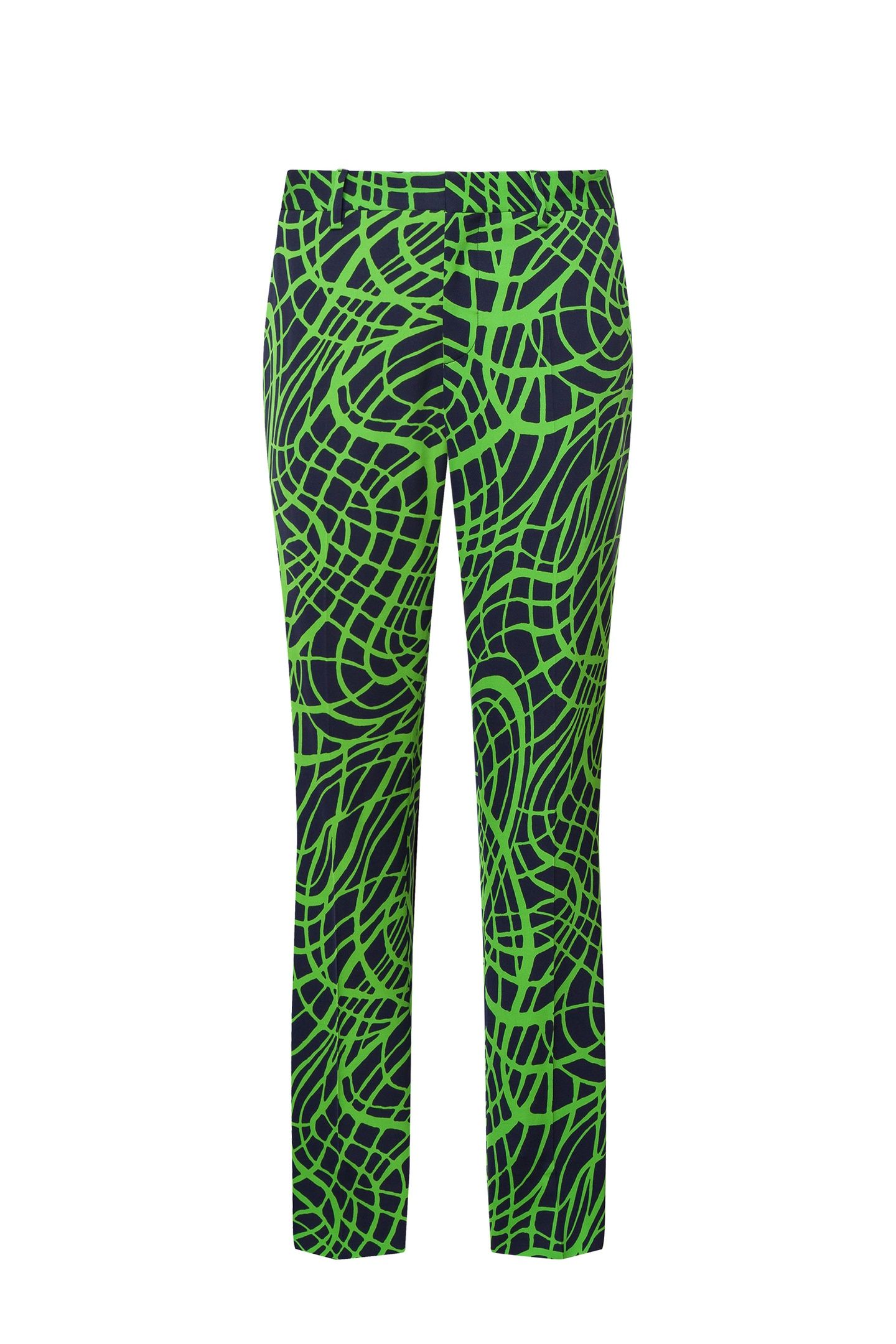 WAVE LINE PRINT VISCOSE WOOL TROUSERS BLUE 3