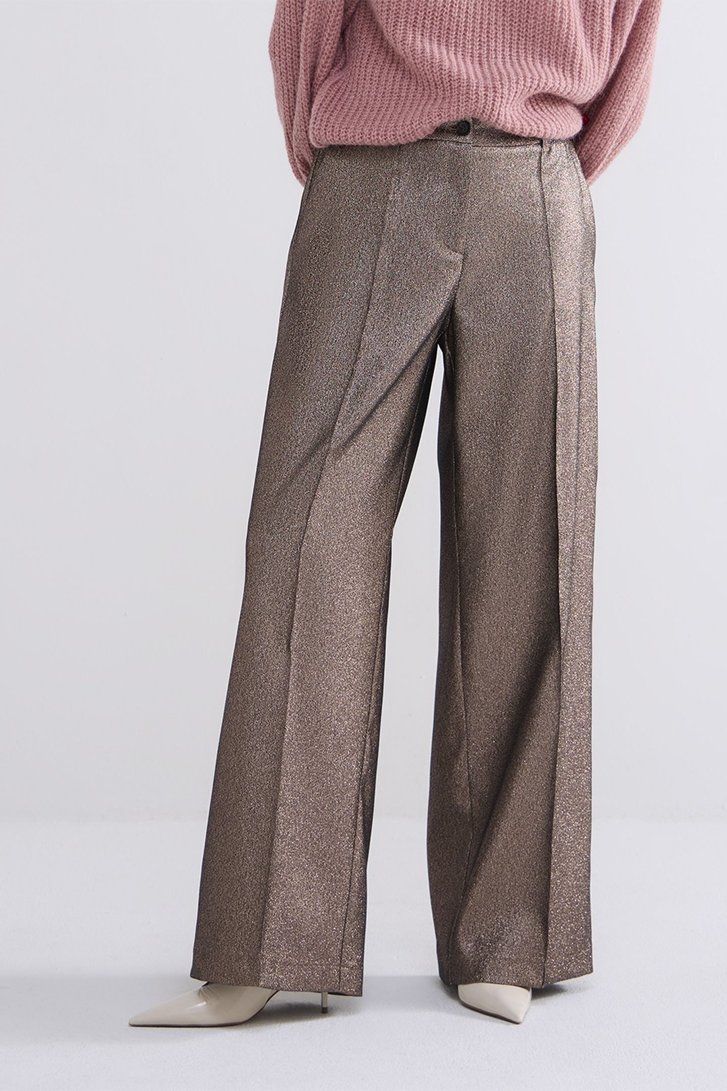 TROUSERS GLITTER CAMEL BROWN 1