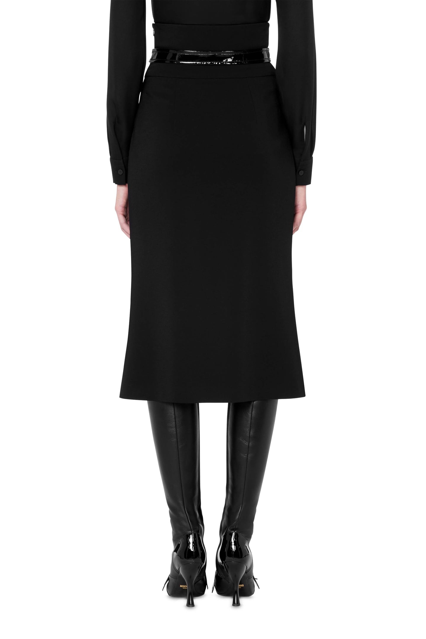 BONDAGE BUCKLE STRETCH CADY SKIRT BLACK 2