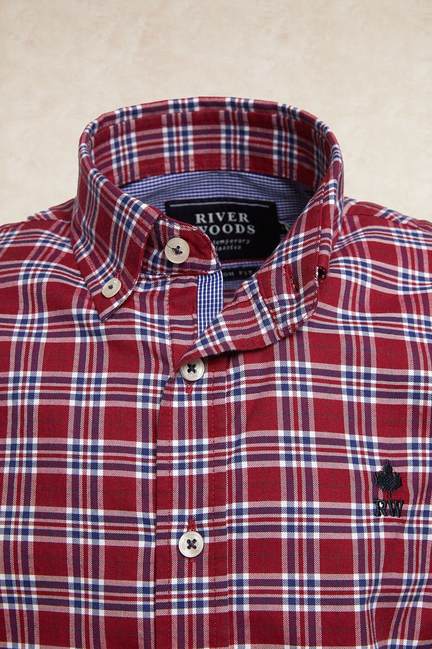 CUSTOM FIT CHECKED SHIRT RED/BLUE 3