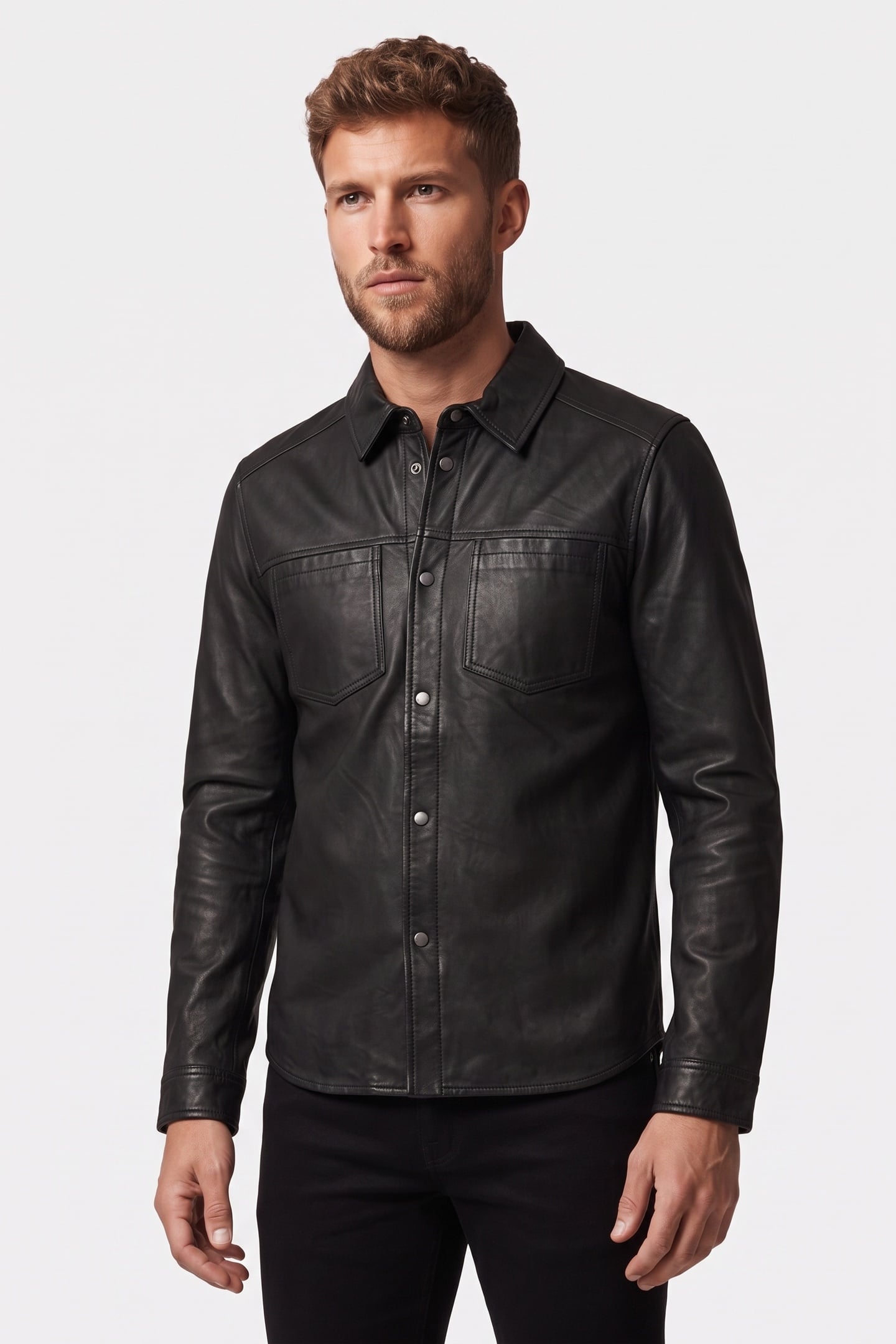 SAVOY LEATHER SHIRT BLACK 1