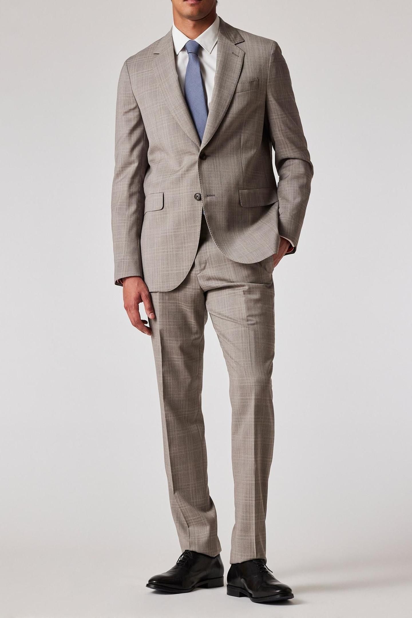 MENS 2 BUTTON SUIT GREY BEIGE 1