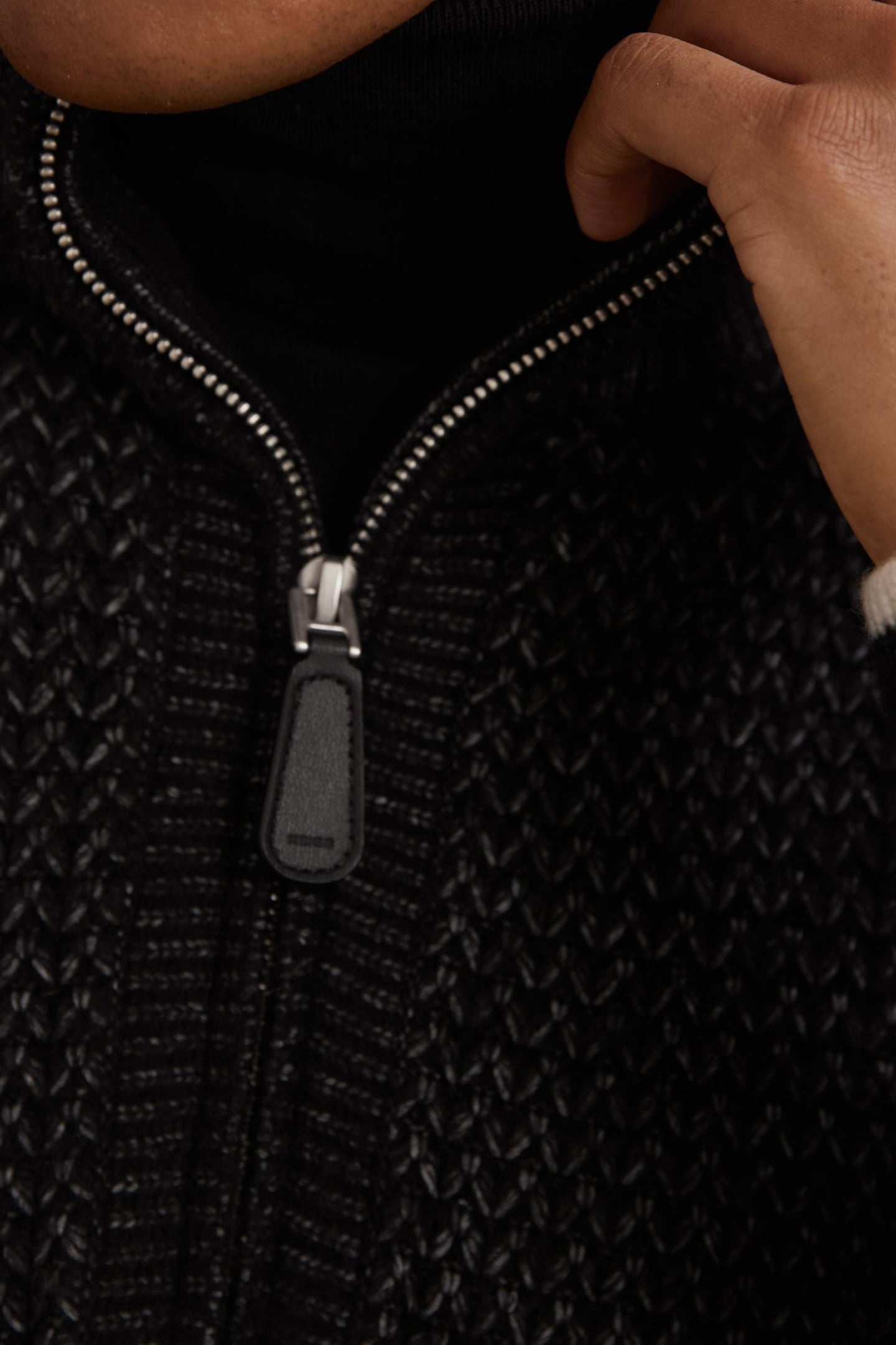 LS HALF ZIP BRUSHED RIBBED JUMPER BLACK 5