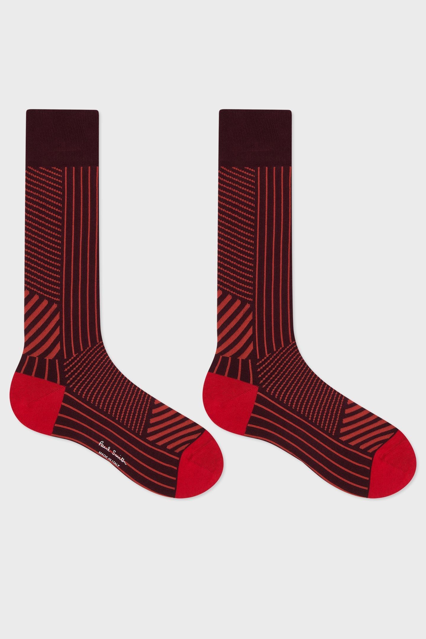 MEN SOCK GORDON STRIPE BURGUNDY/ BORDE 1