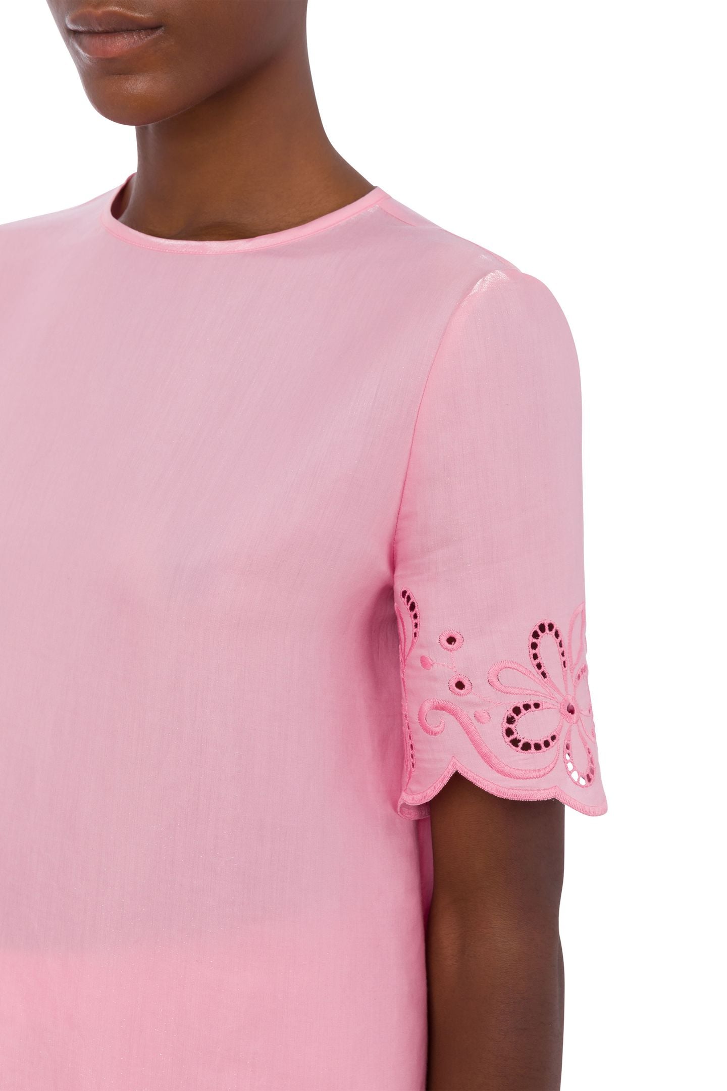 AJOUR NYLON AND VISCOSE BLOUSE PINK 4