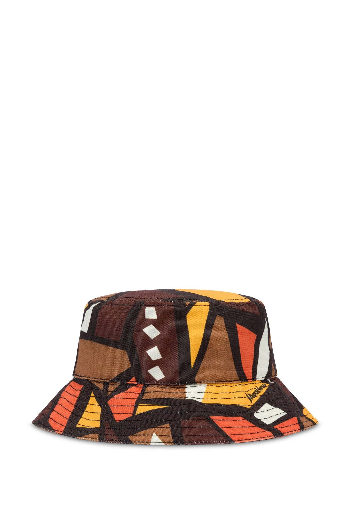 BUCKET HAT IN CANVAS WOOD PRINT BROWN 2