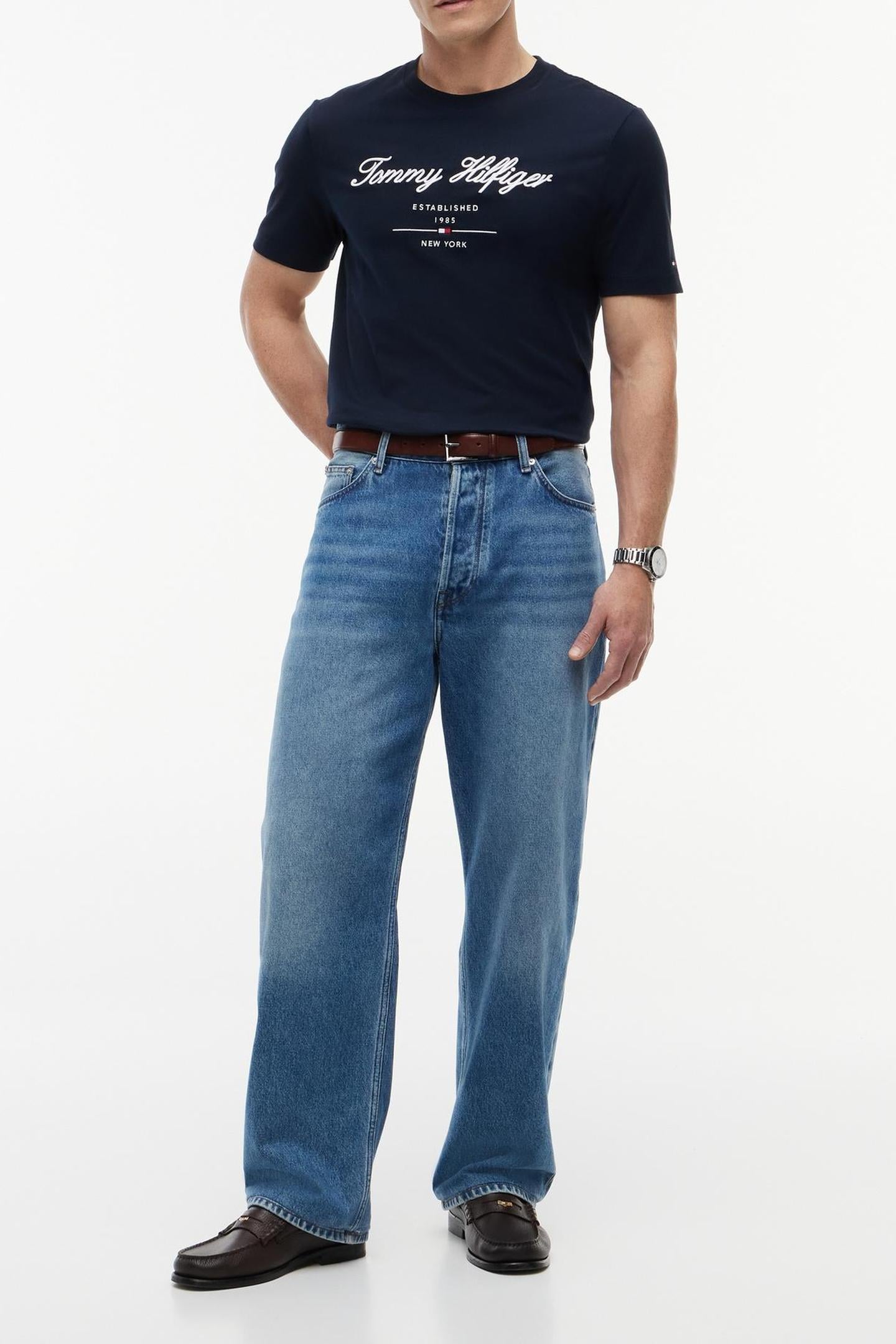 SCRIPT LOGO T-SHIRT NAVY BLUE 1