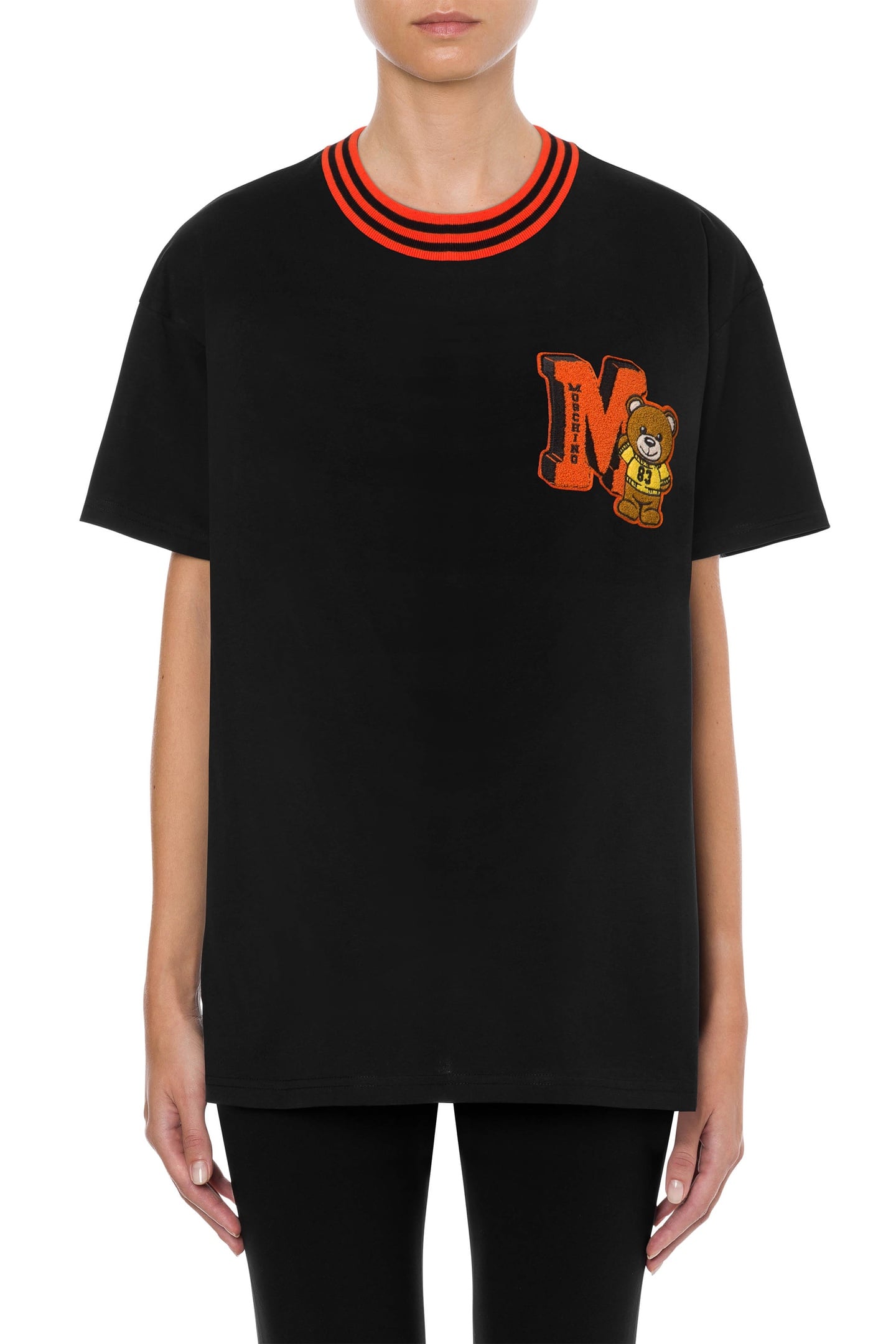VARSITY TEDDY BEAR ORGANIC JERSEY T-SHIRT BLACK 1