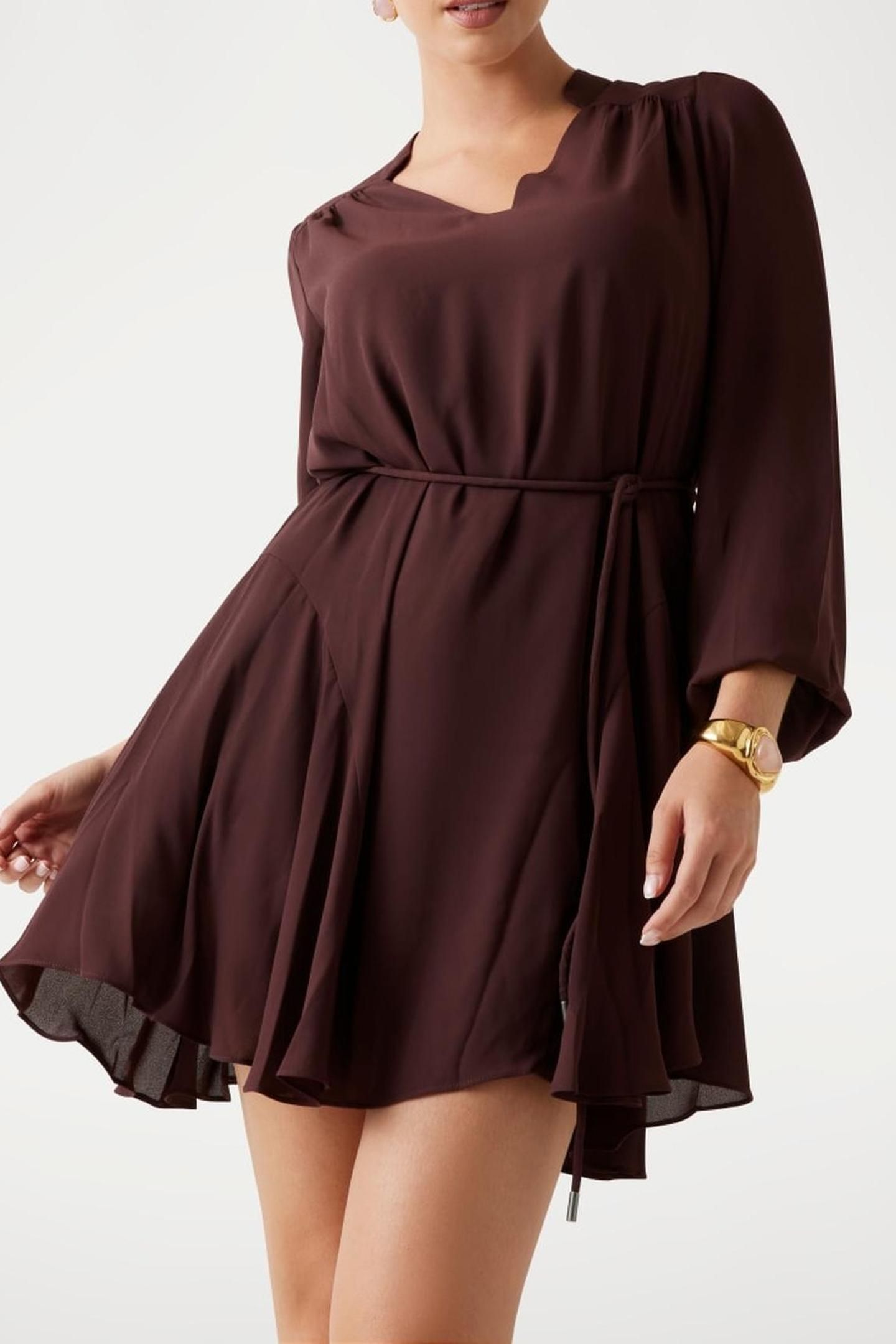 LS WANDA FLARE DRESS PURE CHOCO 2