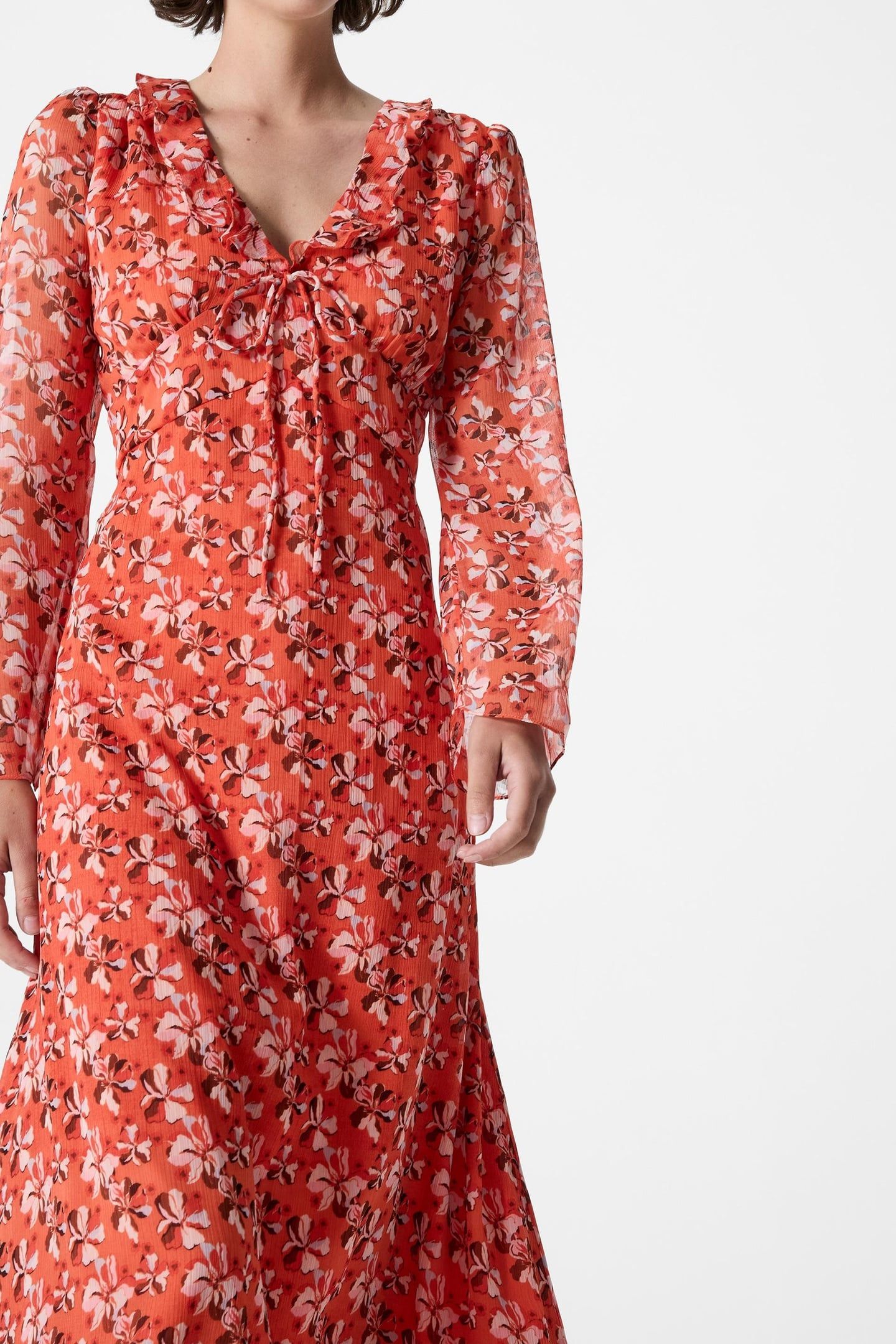 REBECCA EMINA DRESS FLAME ORANGE MULTI 4