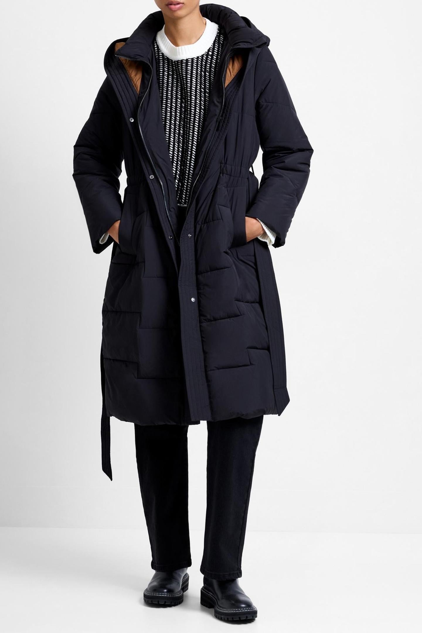 MINNIE BELTED LS COAT BLACK PEACAN NEUTRAL 2