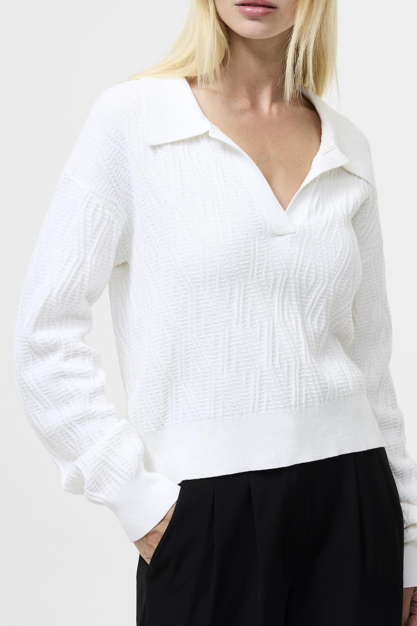 LILY MOZART COLLARED JUMPER LINEN WHITE 4