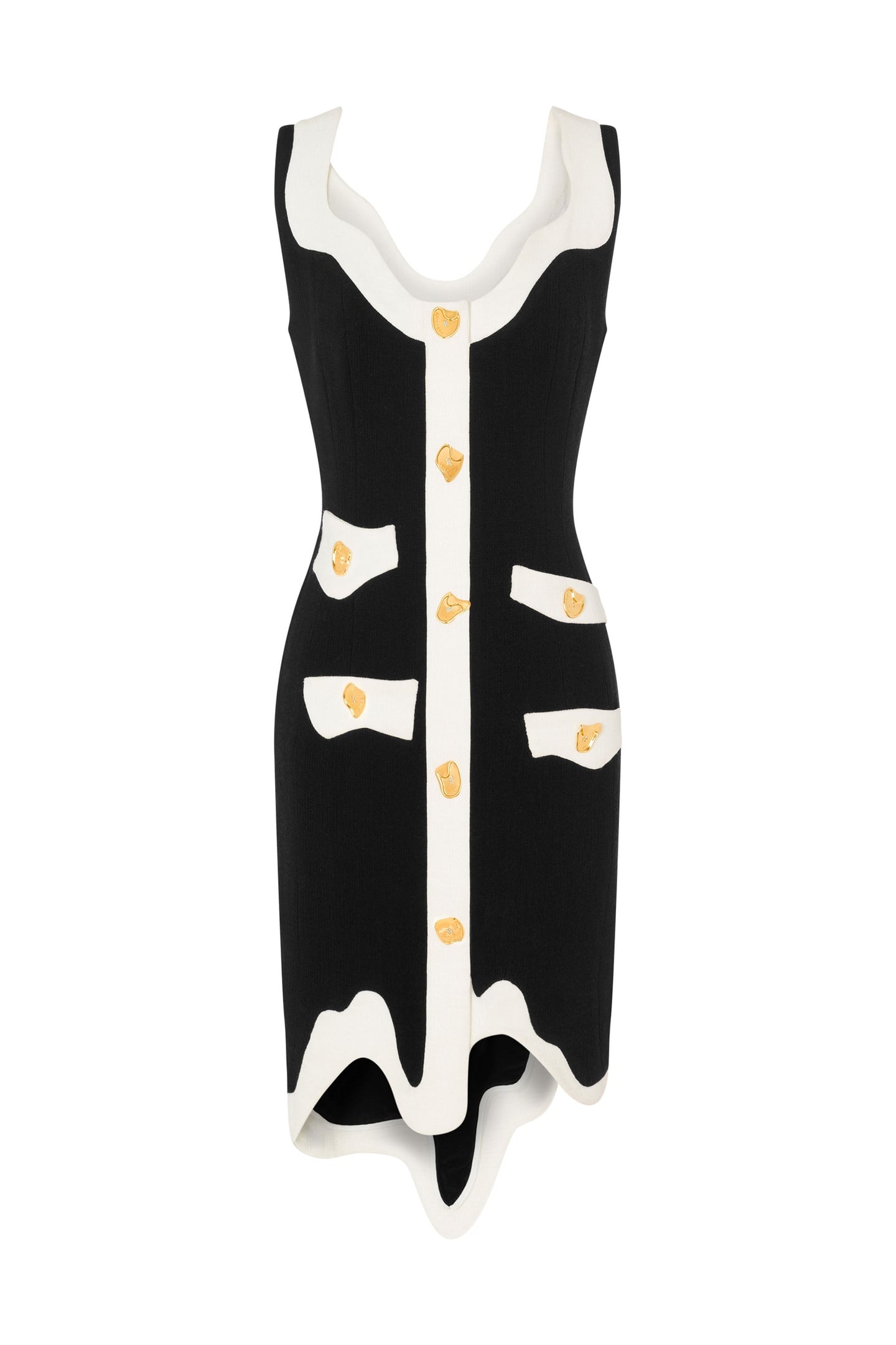 MORPHED EFFECT STRETCH CREPE DRESS BLACK 3