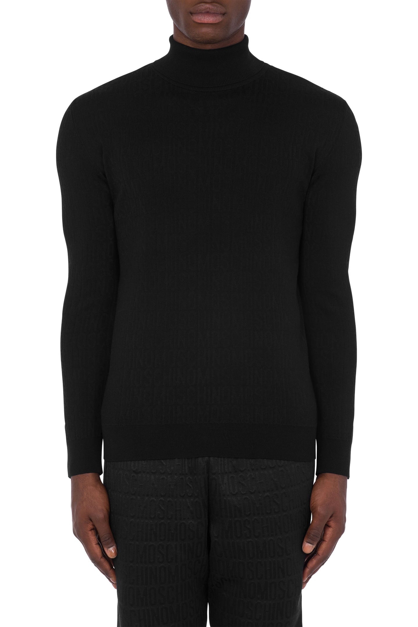 ALLOVER LOGO HIGH COLLAR SWEATER BLACK 1