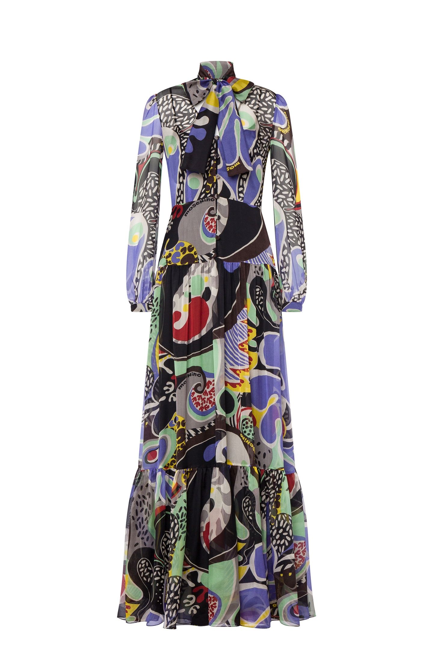 CHIFFON PSYCHEDELIC PRINT DRESS BLACK 3