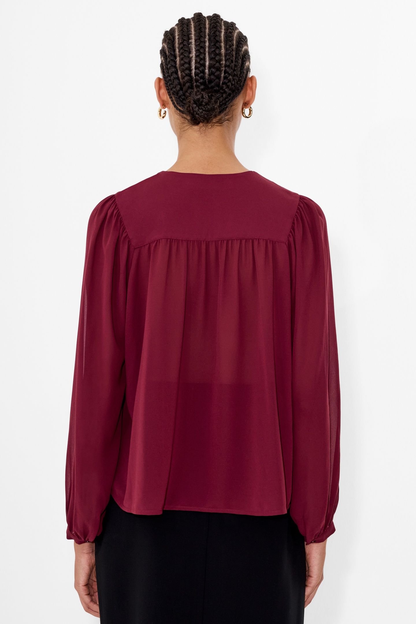EDEN WESLEY BALLOON SLV SHIRT BORDEAUX RED 2