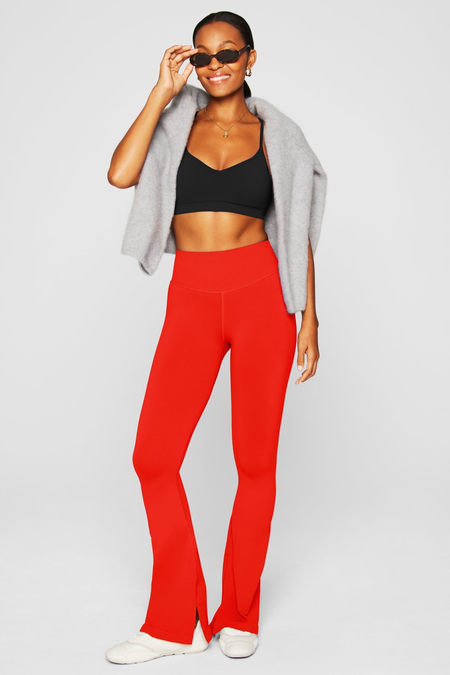 SLEEK SEAMLESS HIGH-WAISTED FLARE PANT HEATED RED 1